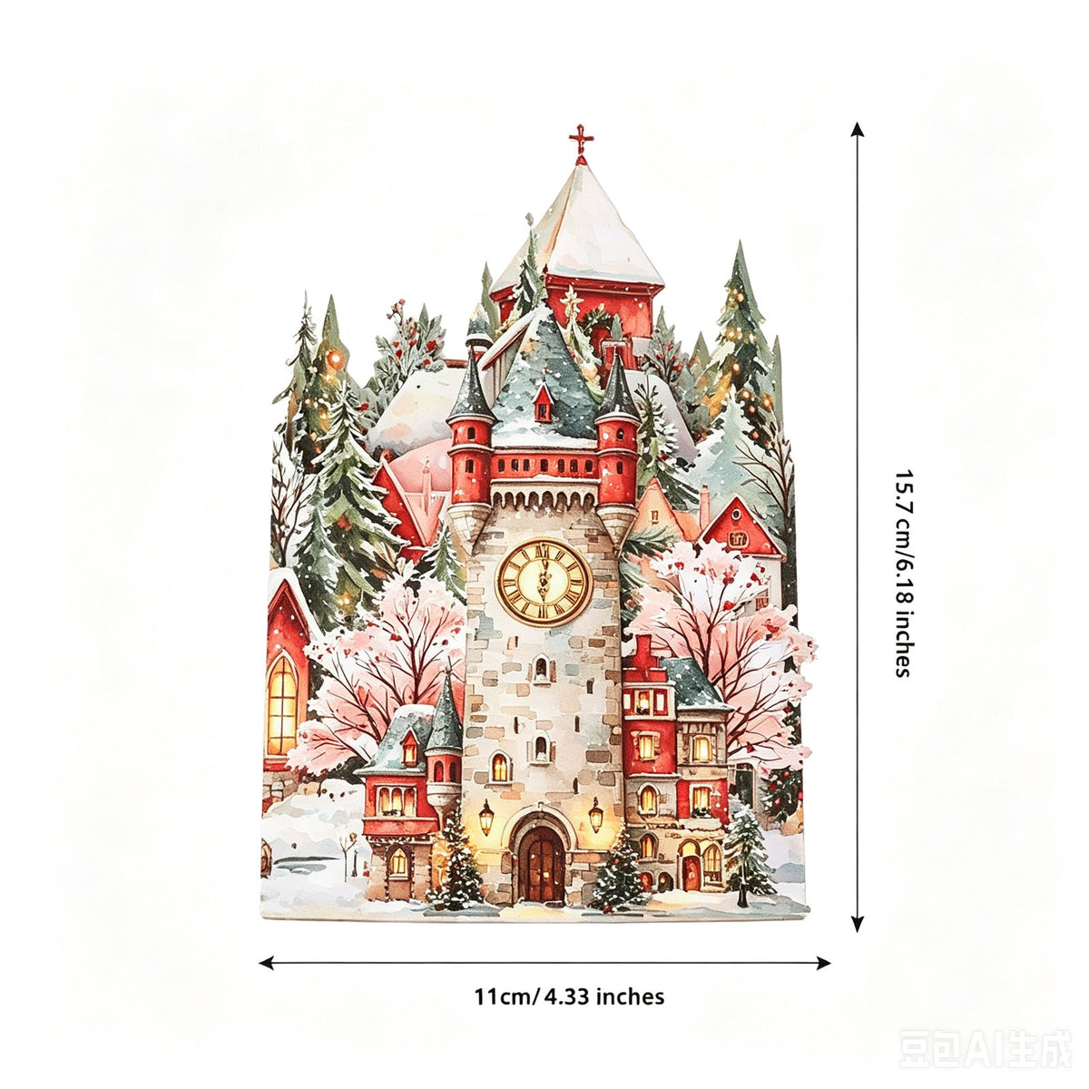 Vintage Red Christmas Double Door Pop Up Card