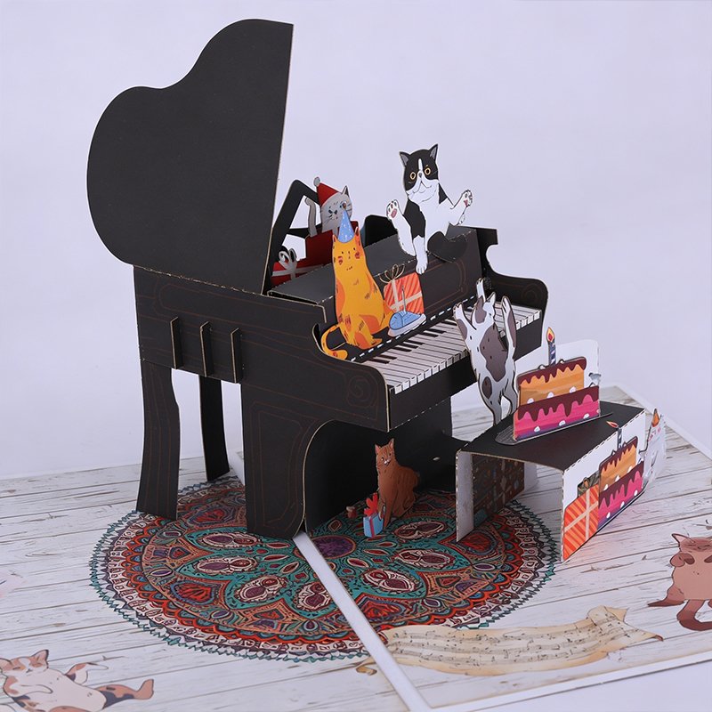 Piano Cat Birthday Greeting Card