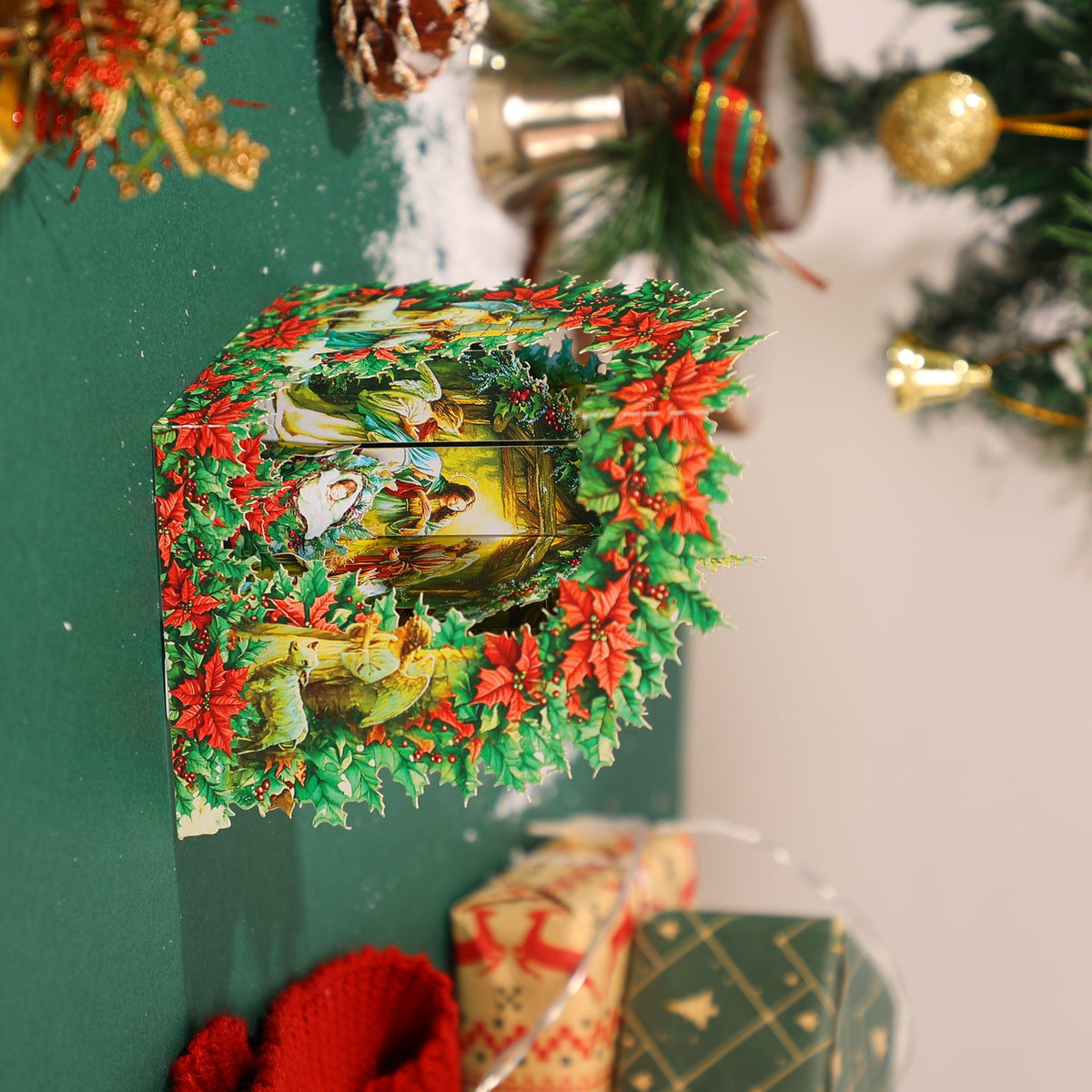 Nativity Poinsettia 3D Pop Up Card