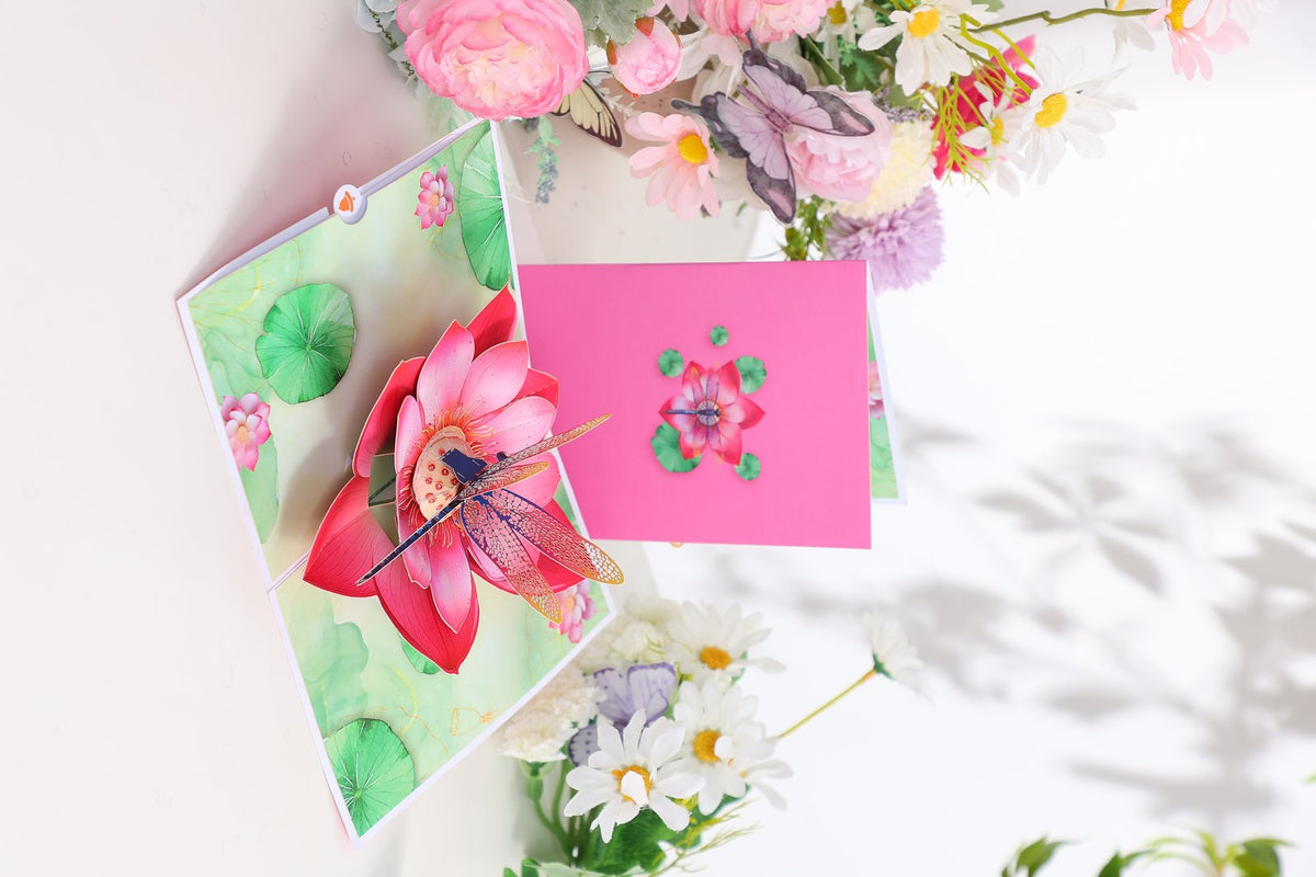 Lotus Dragonfly 3D Pop Up Card