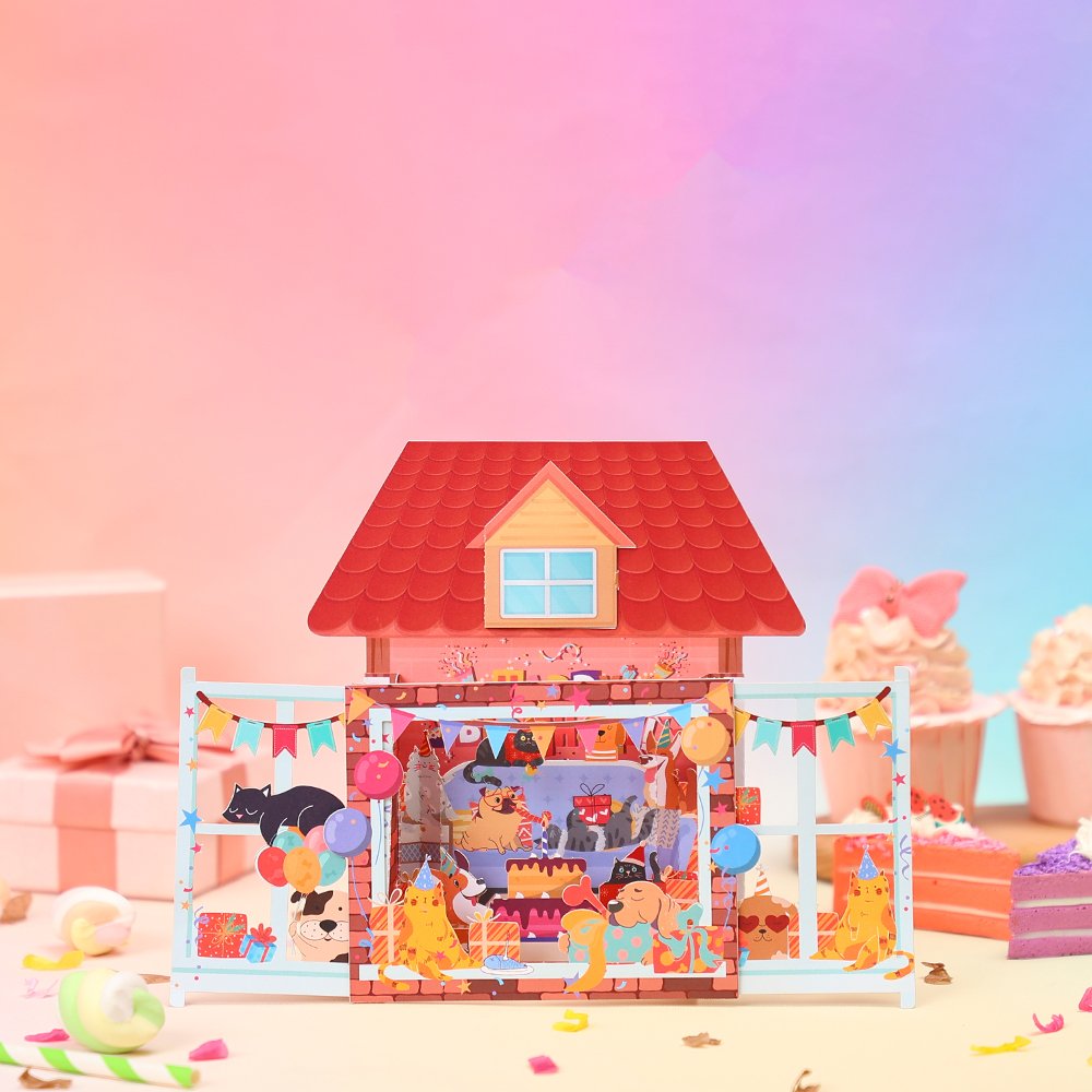 Beloved Pet Birthday Party 3D Pop Up Card