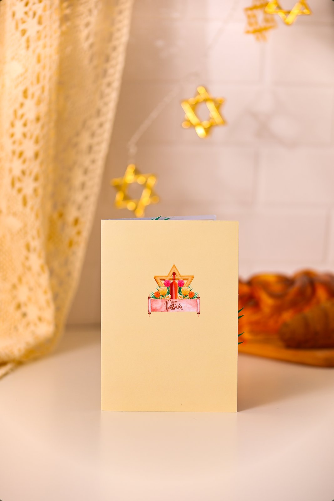 Israel Passover Floral Wreath Pop Up Card