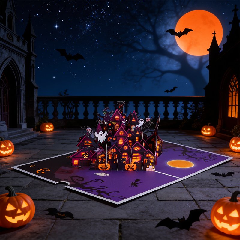 Halloween Haunted House Greeting Card