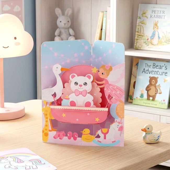Baby Cradle 3D Pop Up Card