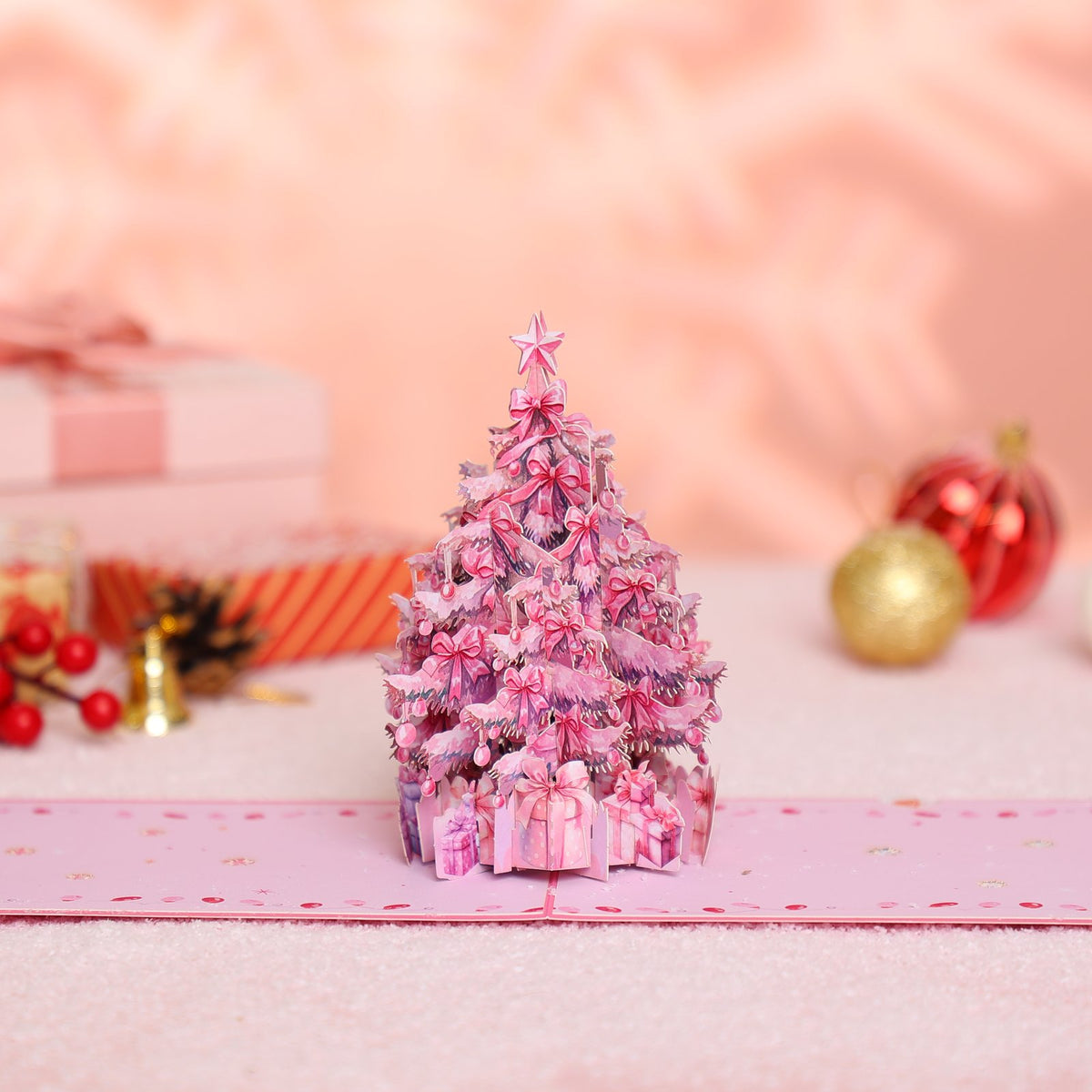 Pink Christmas Tree Greeting Card