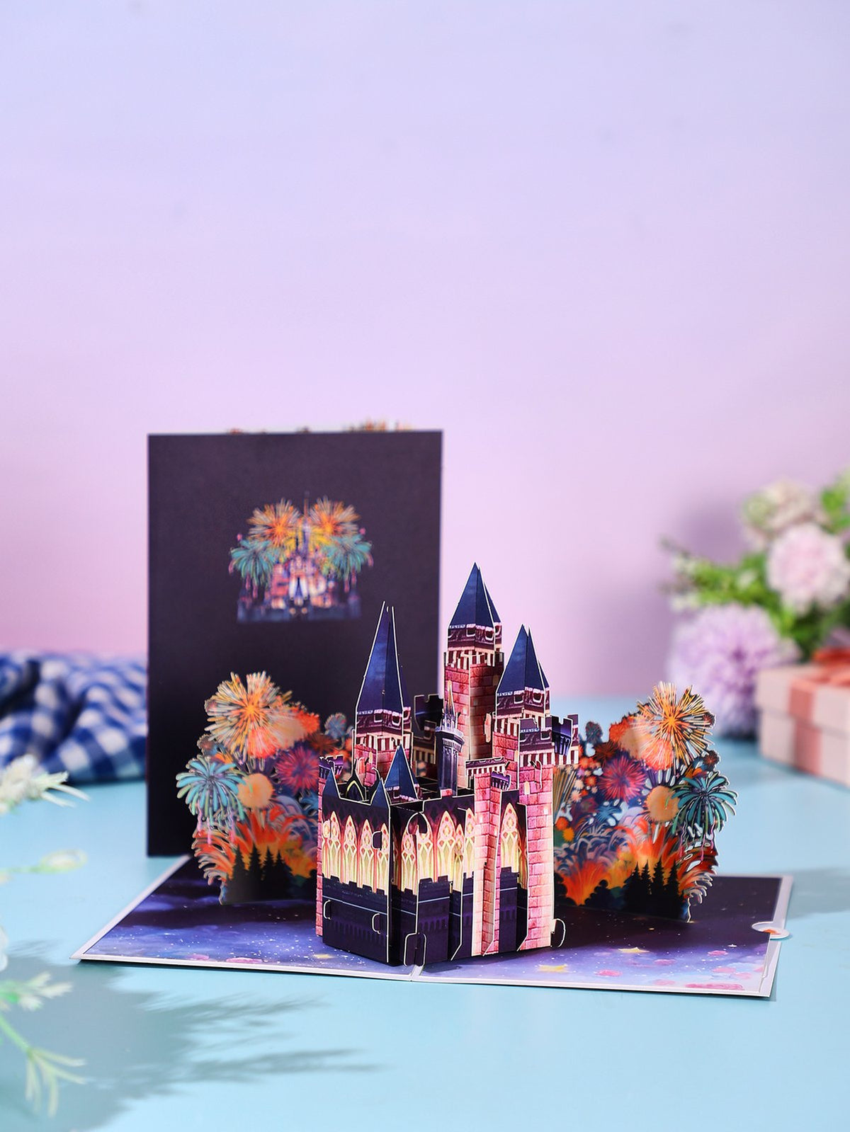 Castle Fireworks Flip Pop Up Card