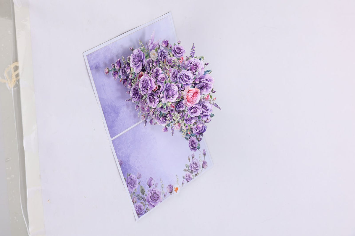 Purple Rose Branch 3D Pop Up Card