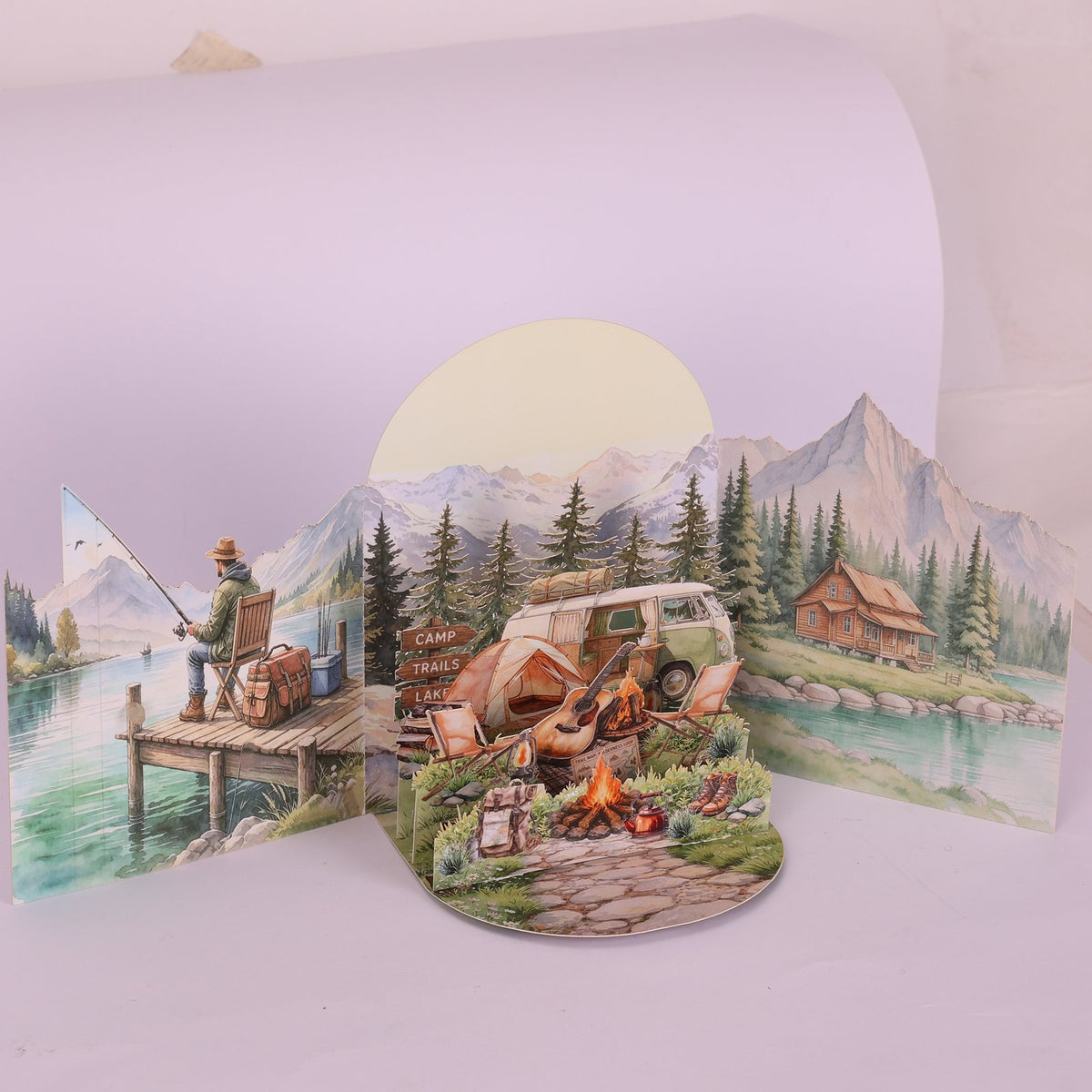 Camping Double Door 3D Pop Up Card