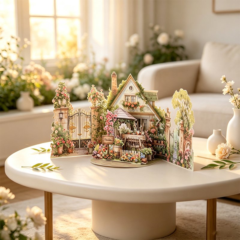 Green Garden Double Door Pop Up Card