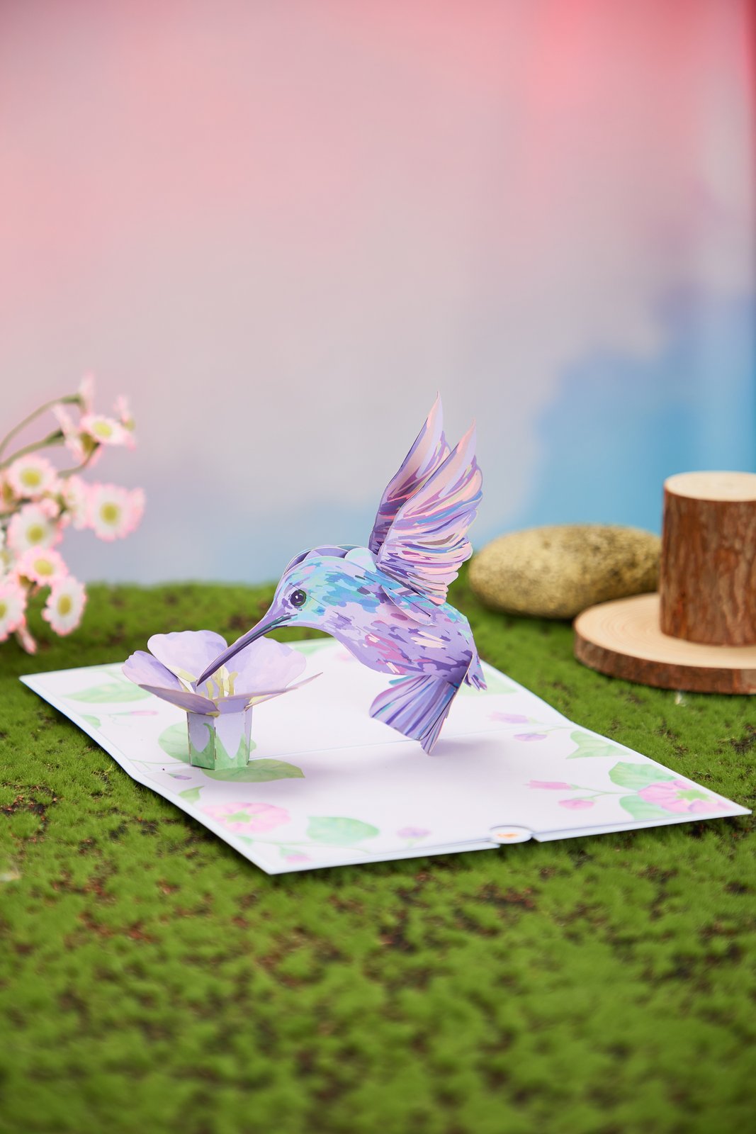 Purple Hummingbird 3D Pop Up Card
