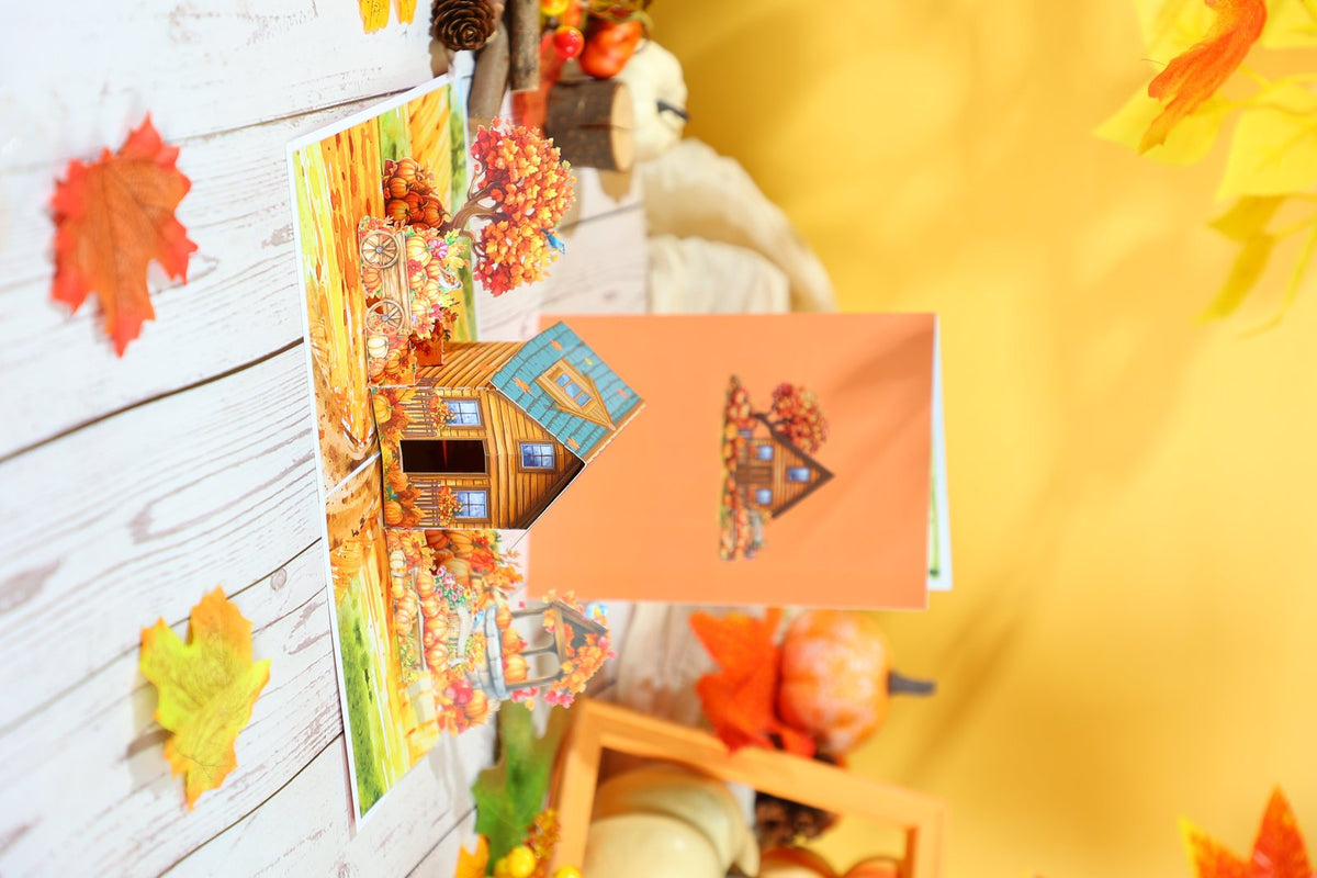 Orange Halloween Haunted House Flip Pop Up Card