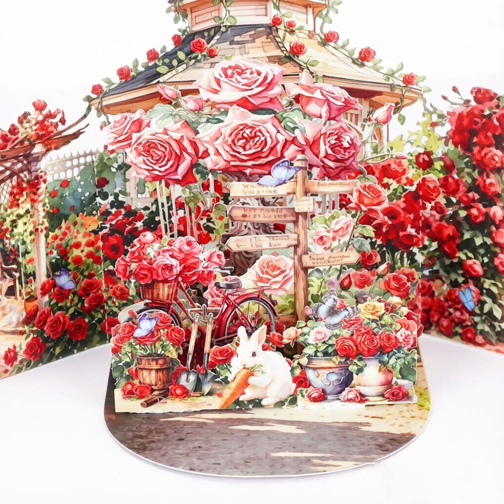 Red Rose Garden Double Door Card