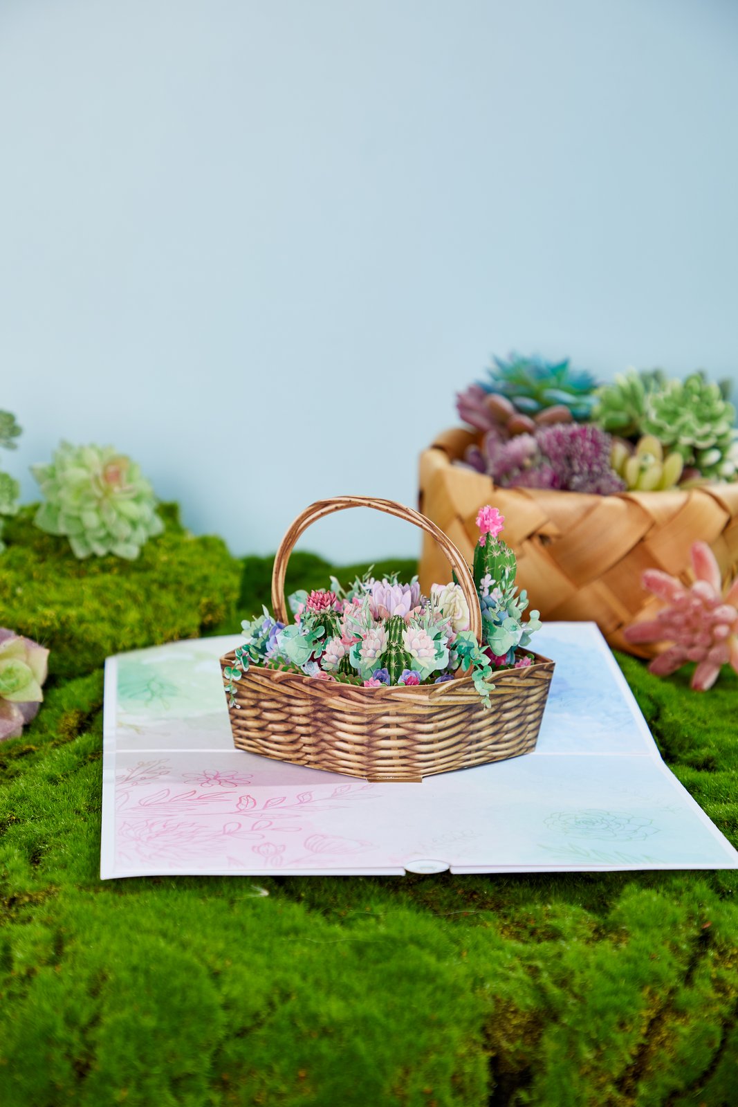 Succulent Flower Basket 3D Pop Up Card