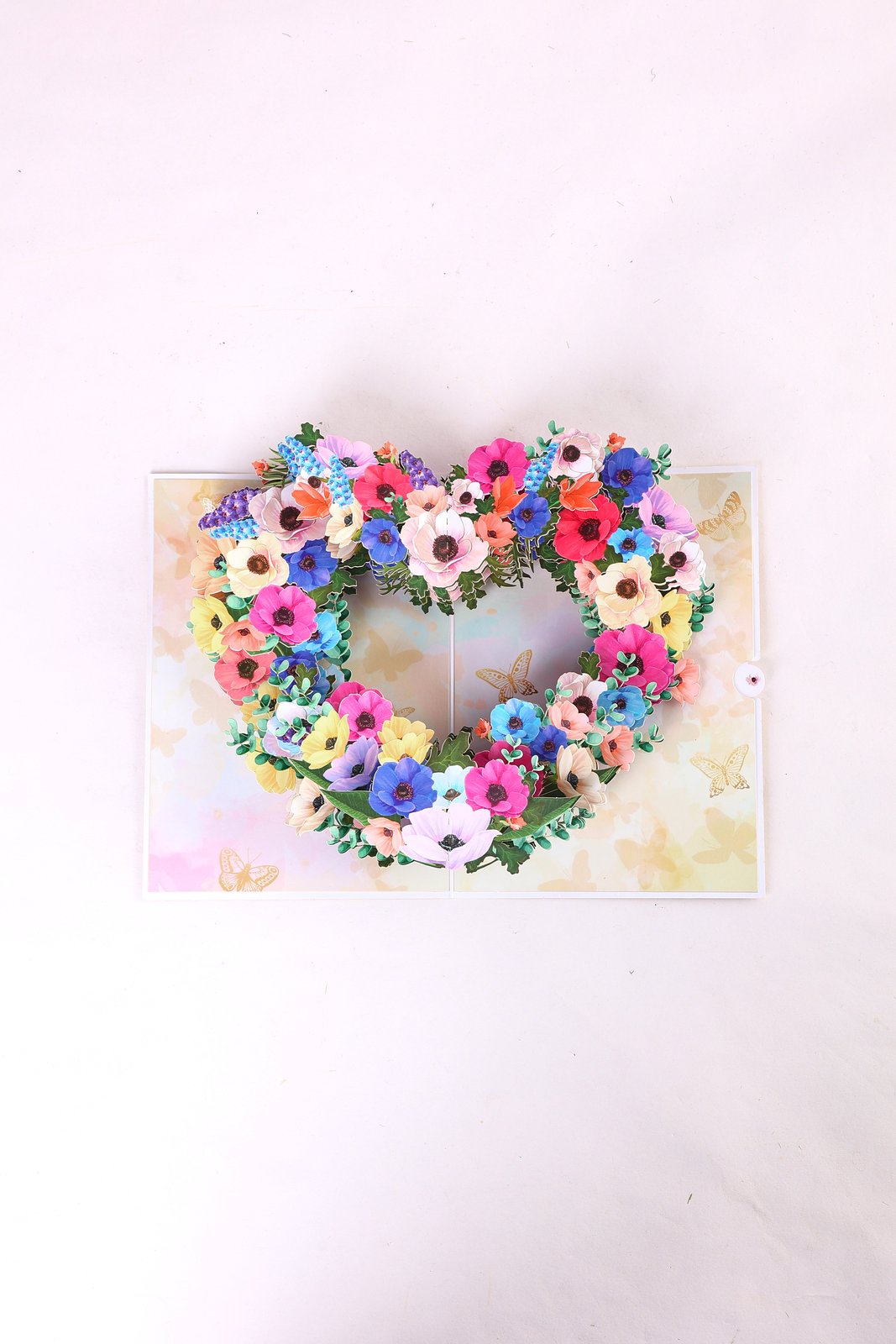 Heart Begonia Floral Wreath 3D Pop Up Card