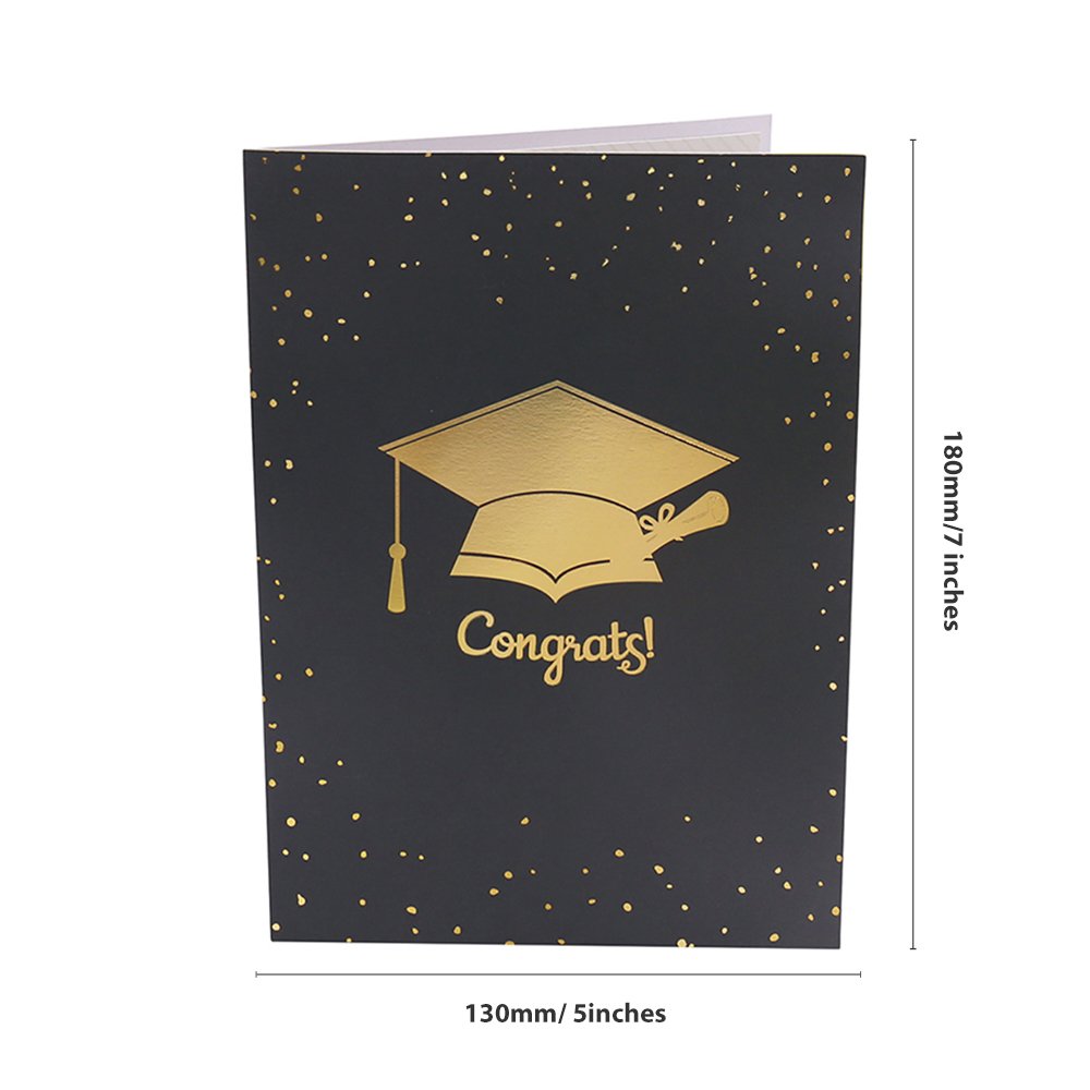 Black Gold Graduation Flip Pop Up Card