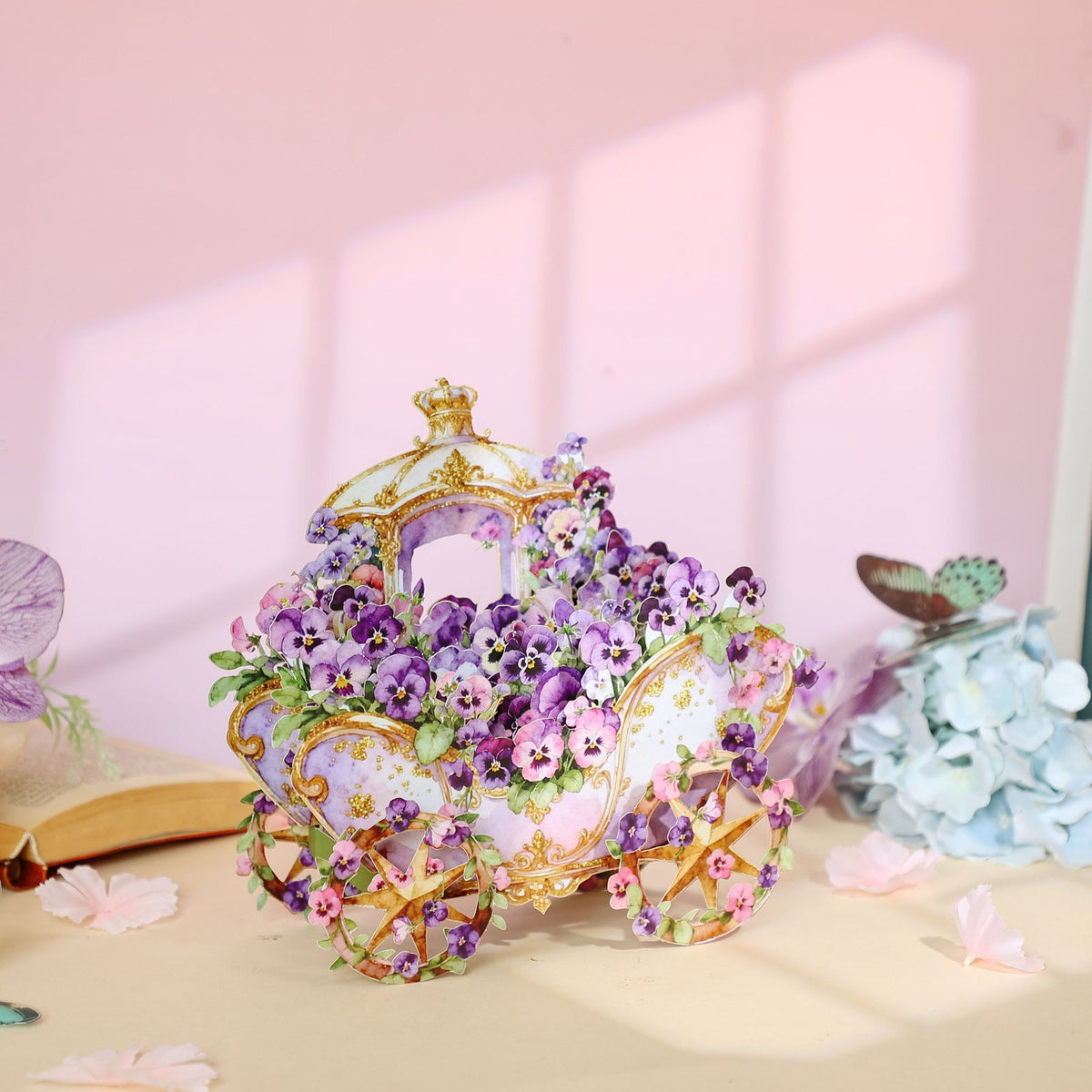 Lavender Flower Cart Greeting Card Ornament