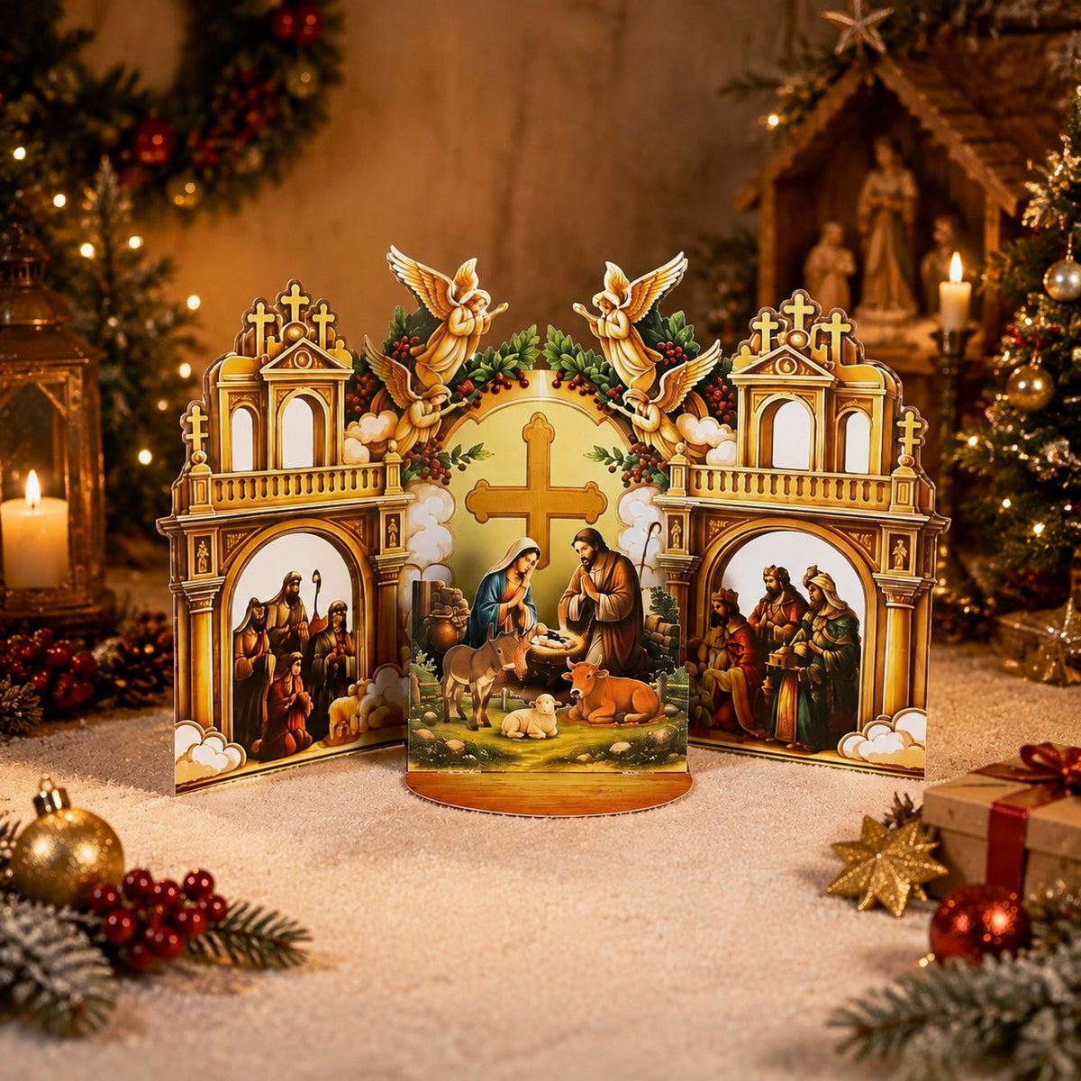 Nativity Double Door Pop Up Card