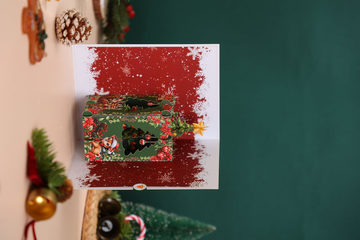Red Christmas Tree Flip Pop Up Card