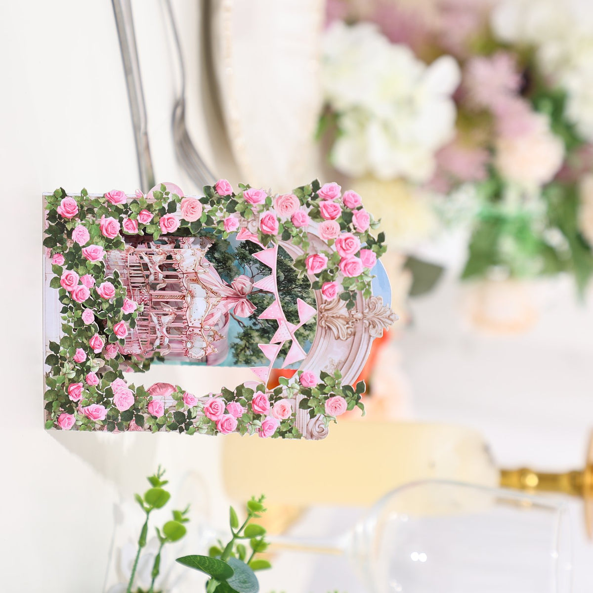Pink Garden Carousel Greeting Card