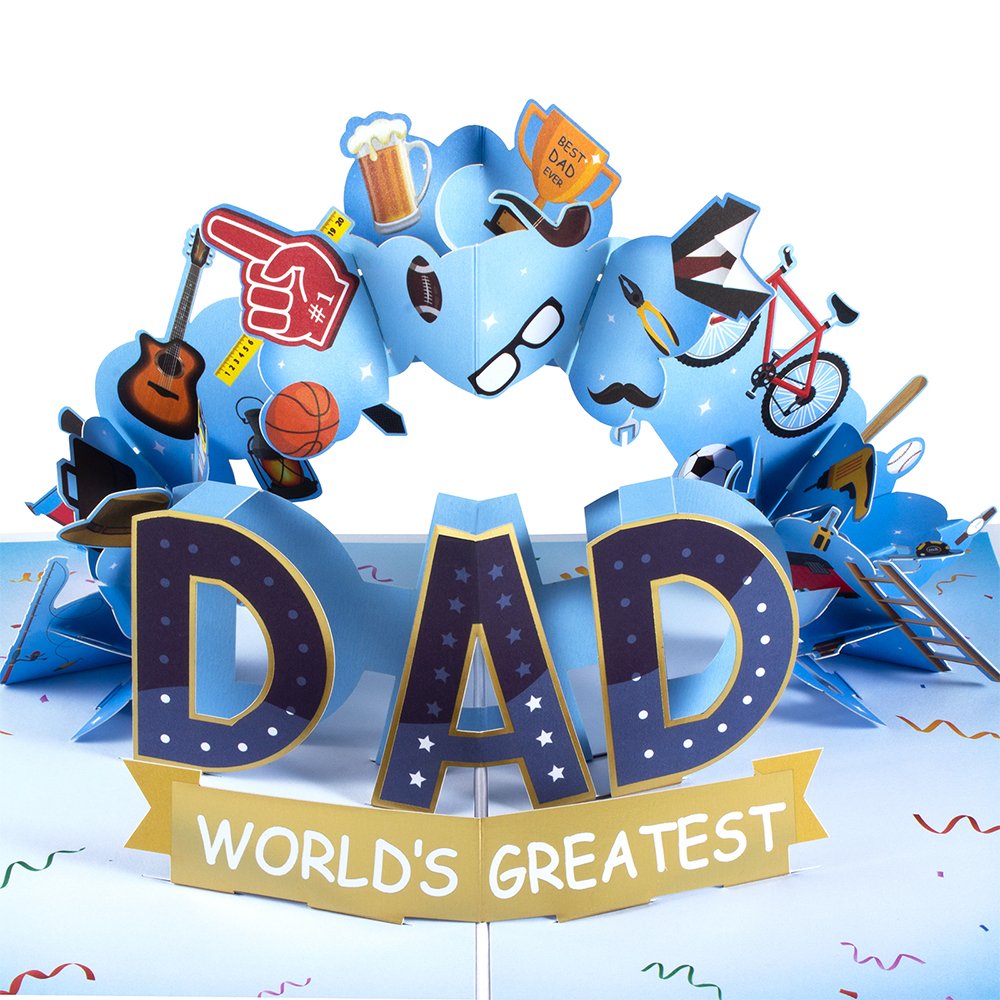 Blue Father's Day Flip Pop Up Card