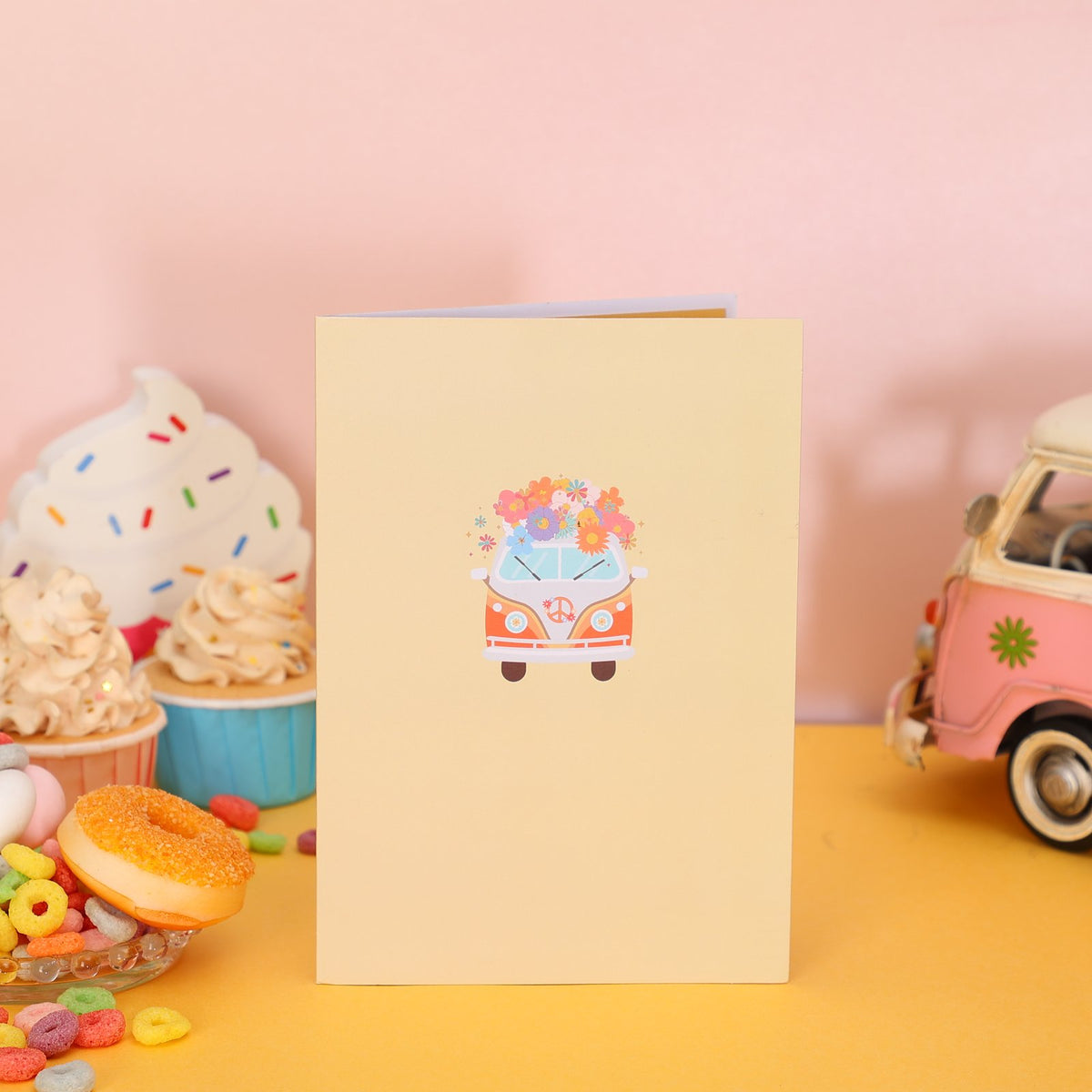 Vintage Bus Fresh Flowers 3D Pop Up Card