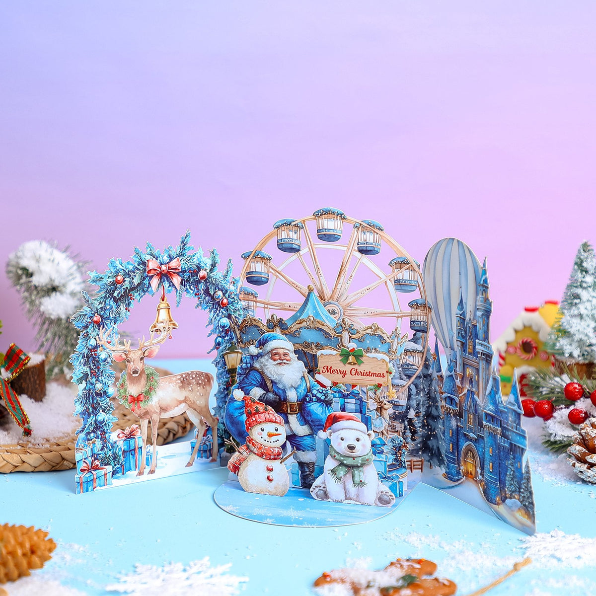 Christmas Amusement Park Double Door Pop Up Card