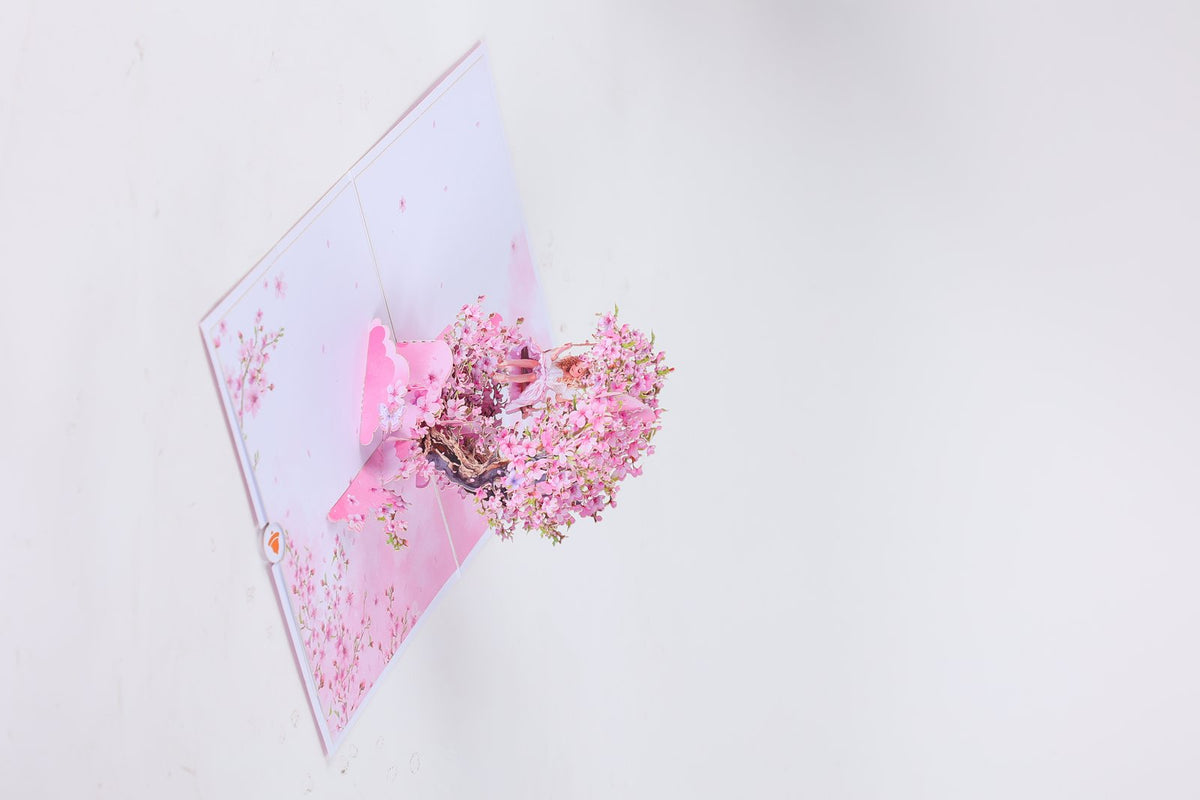 Cherry Blossom Crescent Moon Elf Pink Inside Design 3D Pop Up Card