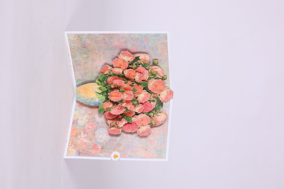 Pink Flower Bouquet Flip Pop Up Card