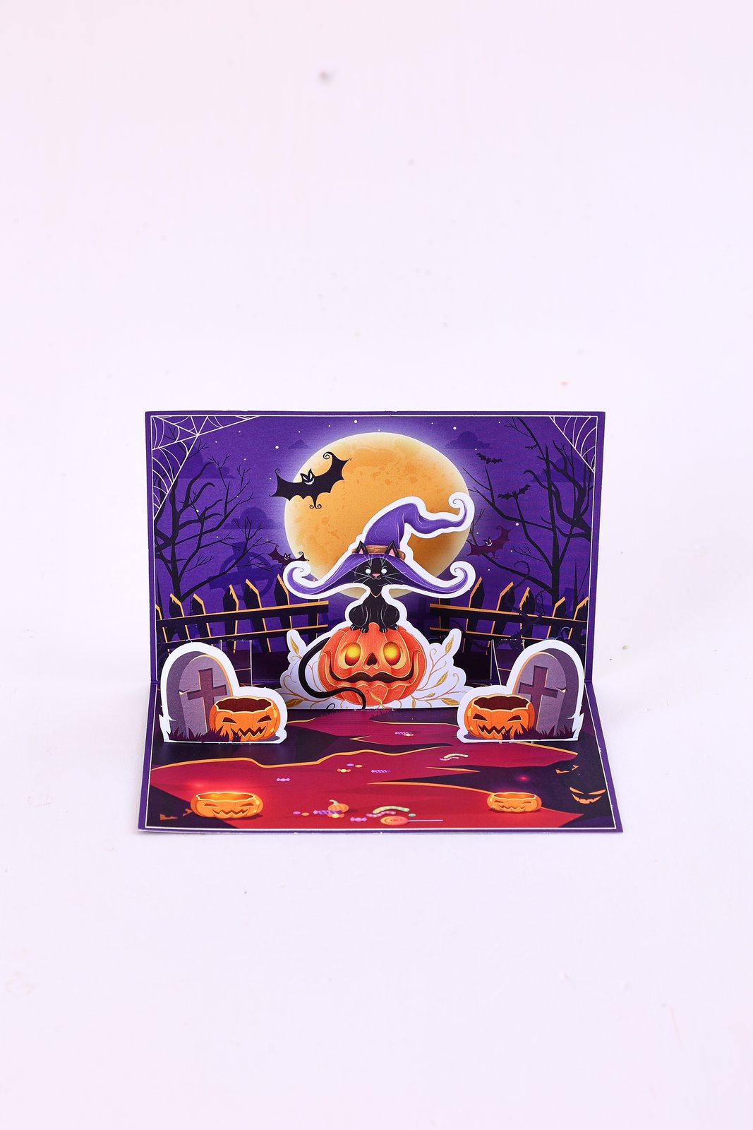 90° Cat Halloween Pop Up Card