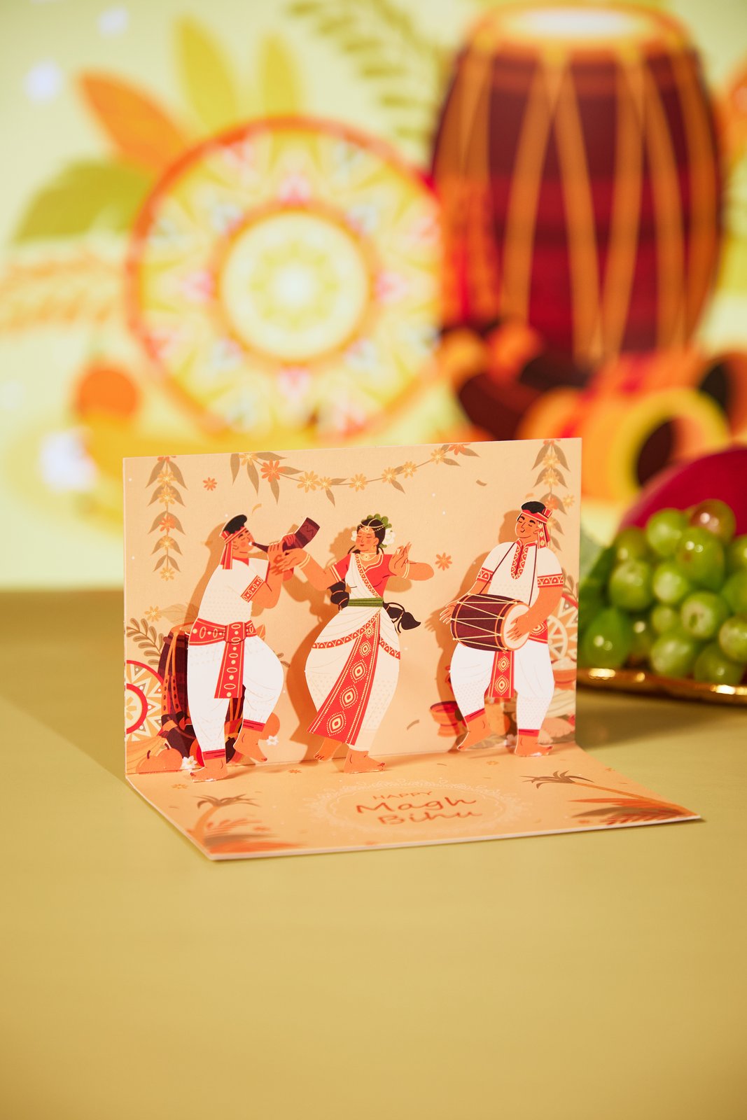 Assam Harvest Festival 90° 3D Pop Up Card