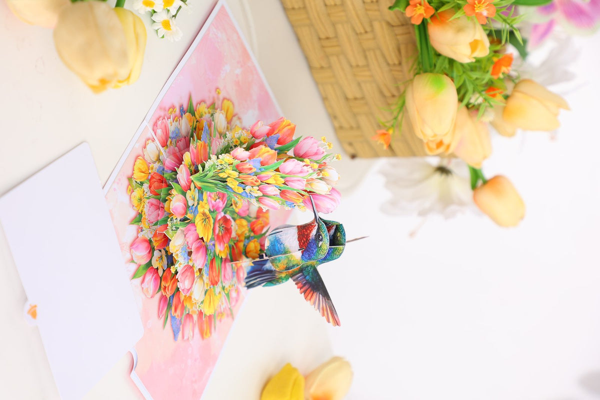 Tulip Hummingbird Greeting Card