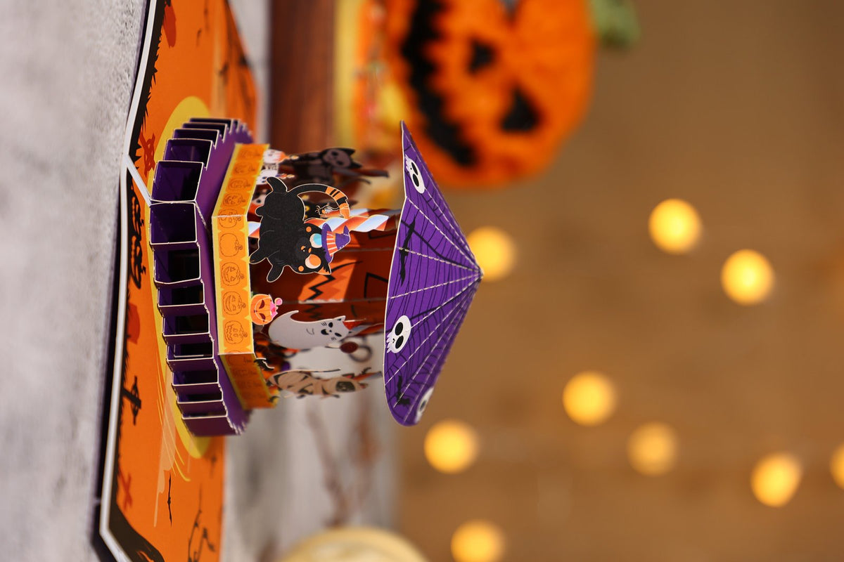 Halloween Spinning Cat 3D Pop Up Card