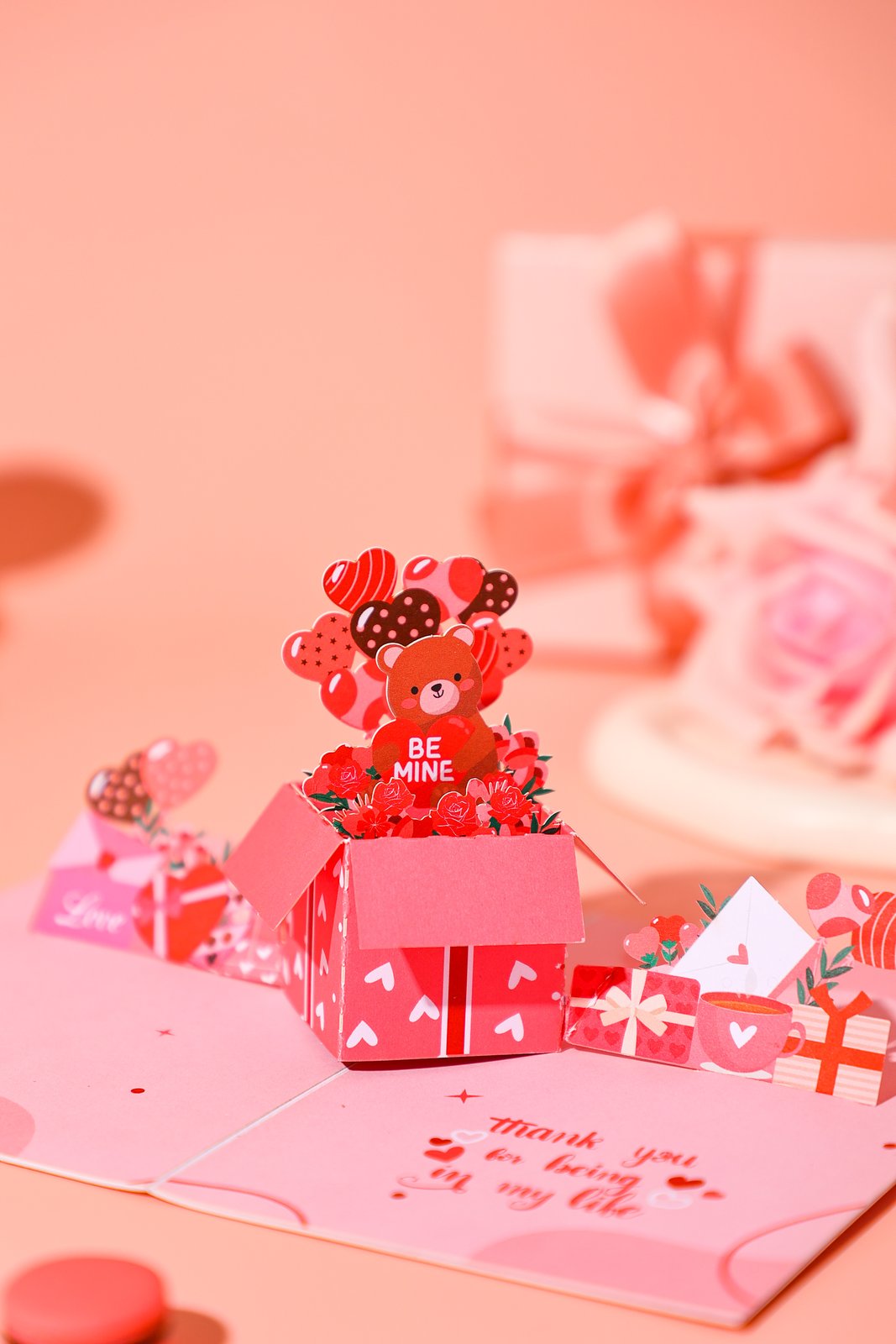 Valentine's Day Heart Bear Pop Up Card