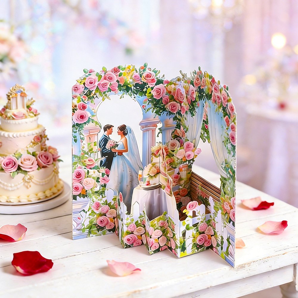 Rose Arch Wedding 3D Pop Up Card