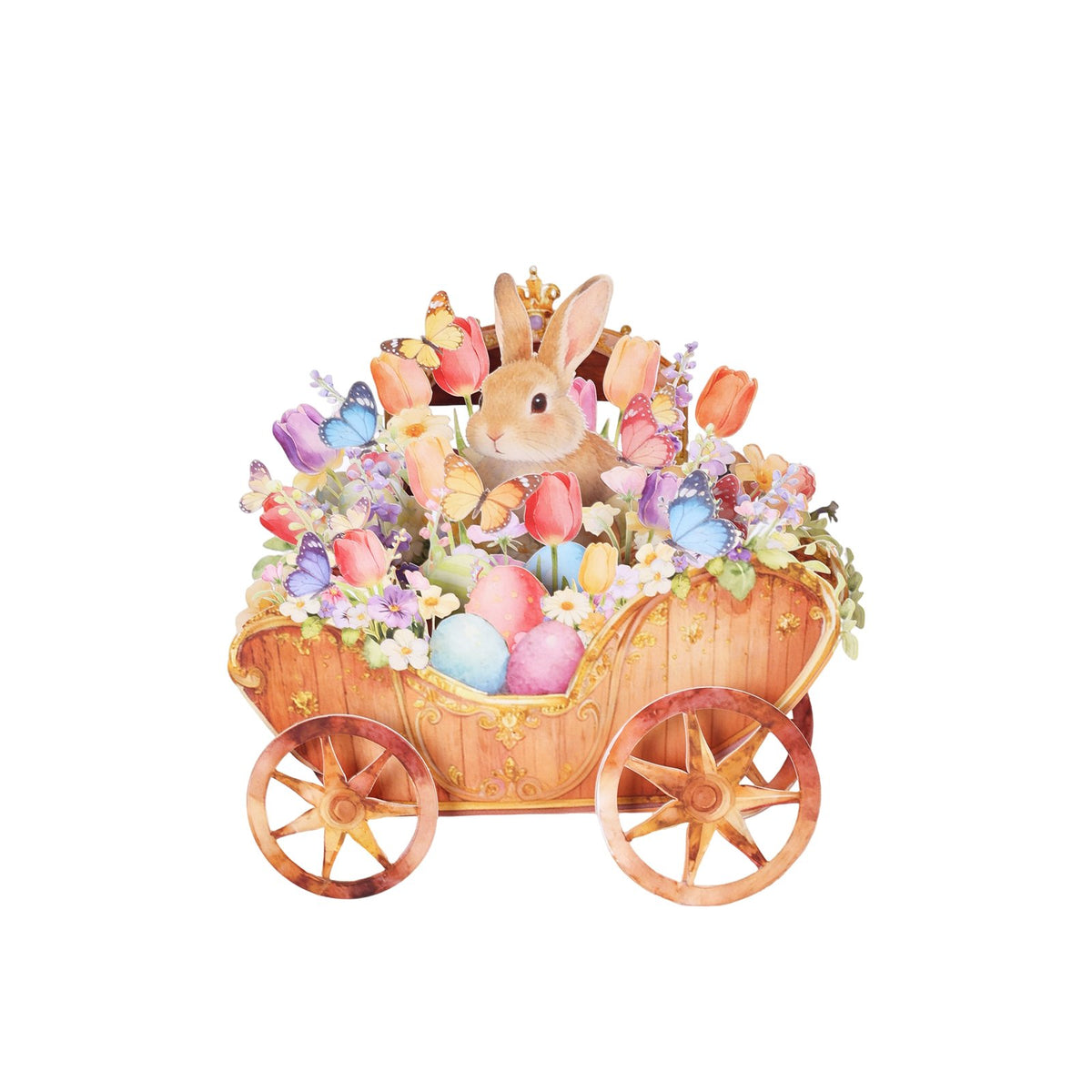 Easter Bunny Flower Cart Greeting Card
