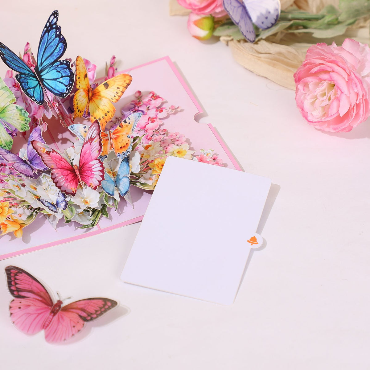 Pink Orchid Butterfly Flowering Shrubs 3D Pop Up Card