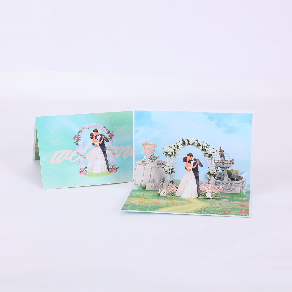 White Rose Wedding 3D Pop Up Card