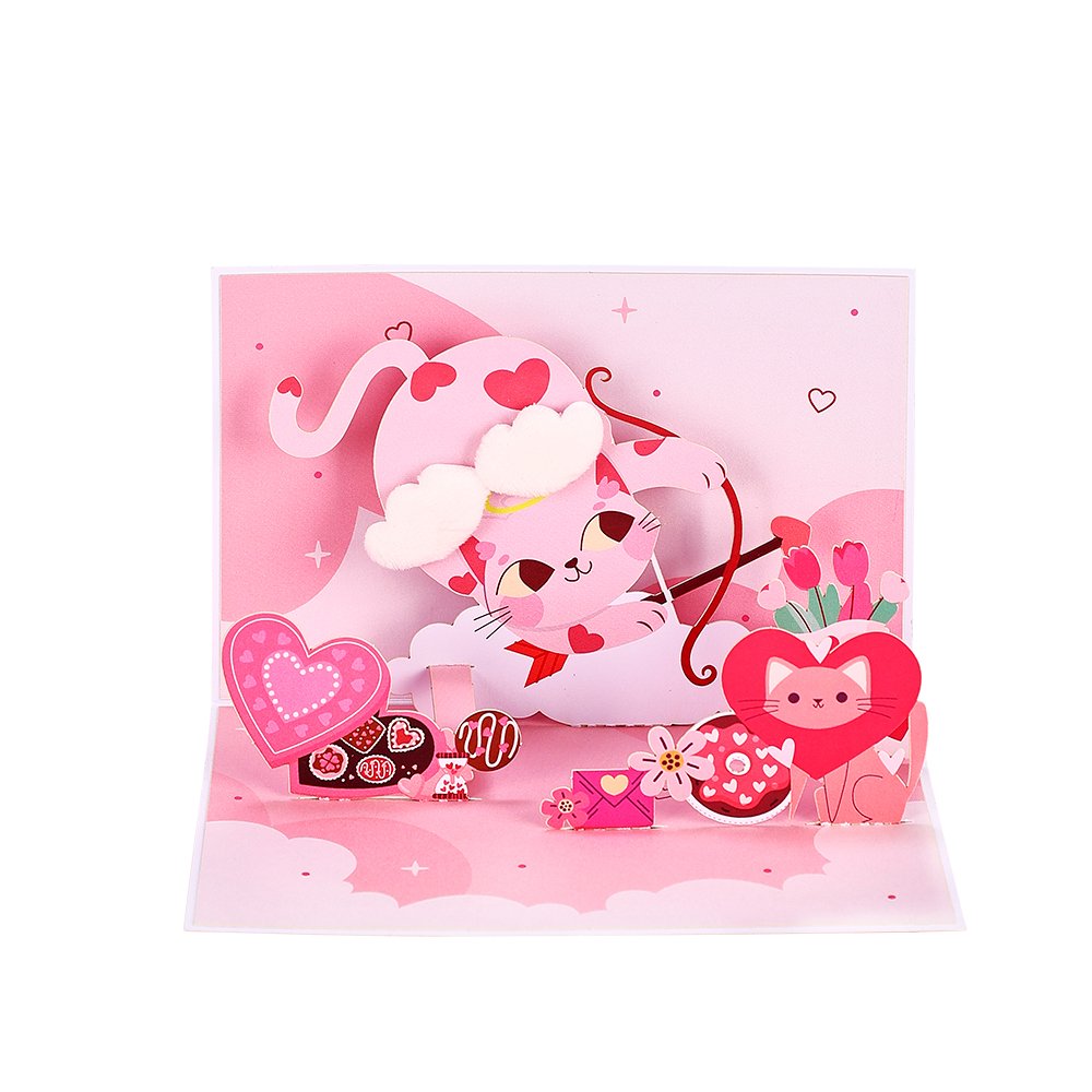 Plush Wings Cupid Kitten 3D Pop Up Card