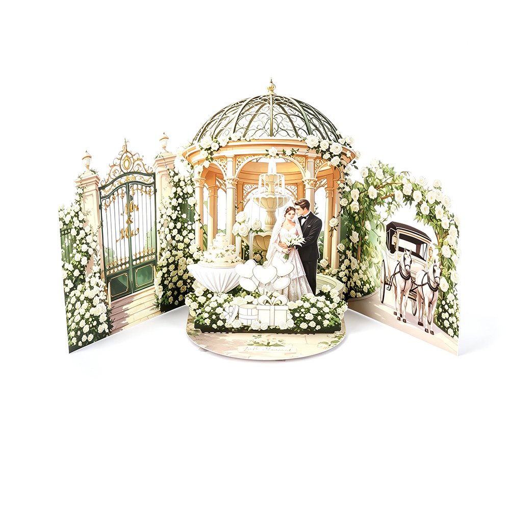 White Rose Wedding Double Door Card