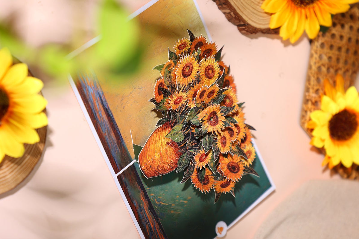 Sunflower Flower Vase 3D Pop Up Card