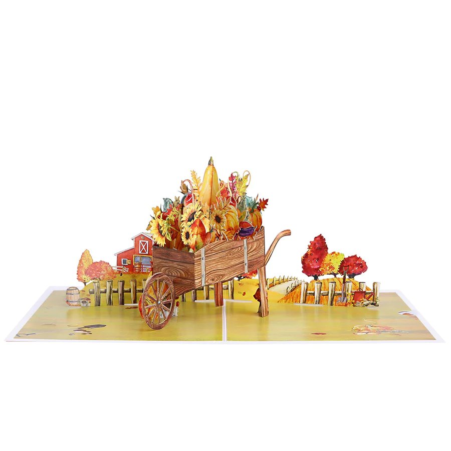 Pumpkin Wheelbarrow Halloween Greeting Card