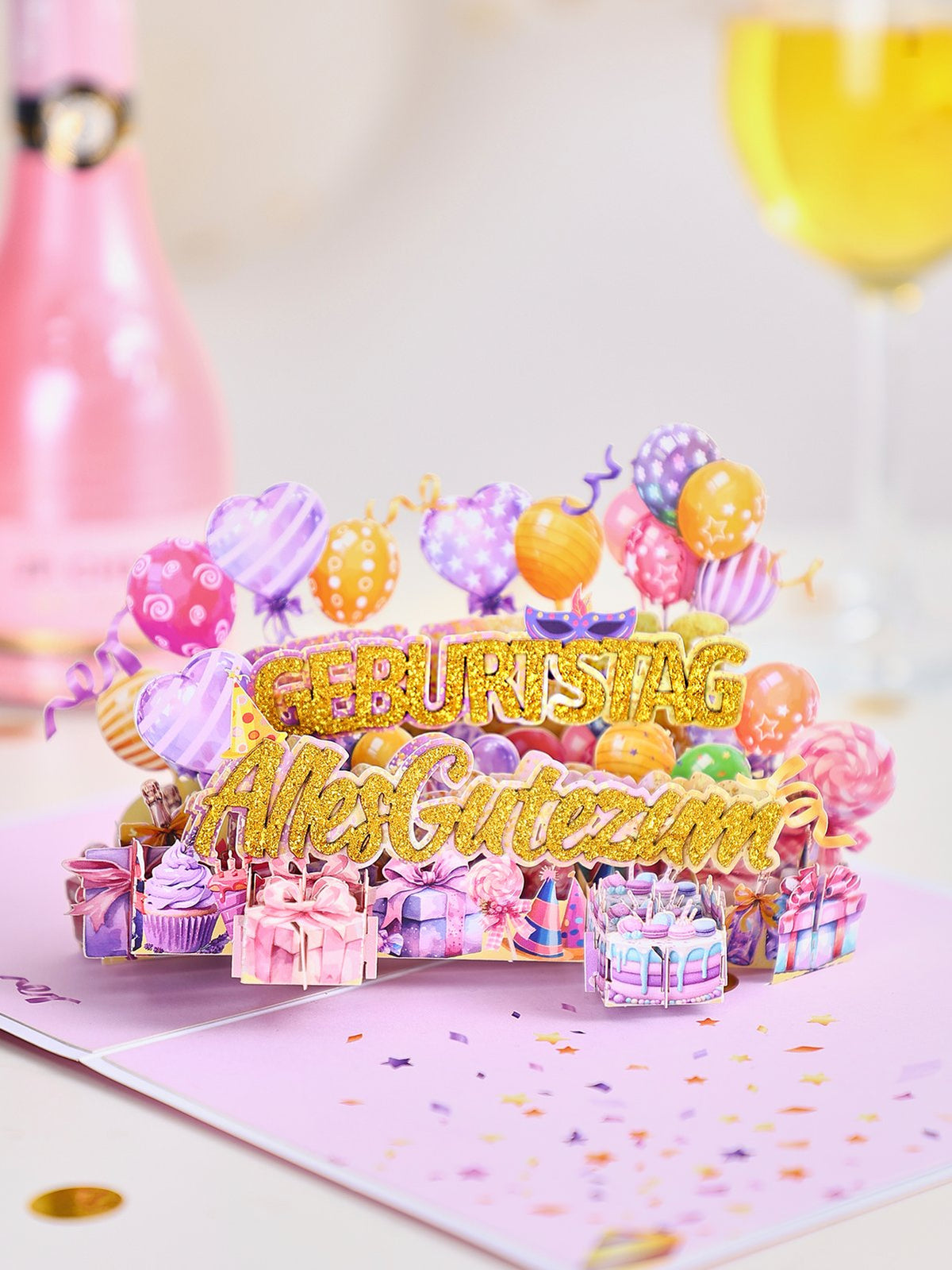 German Gold Glitter 3D Pop Up Card