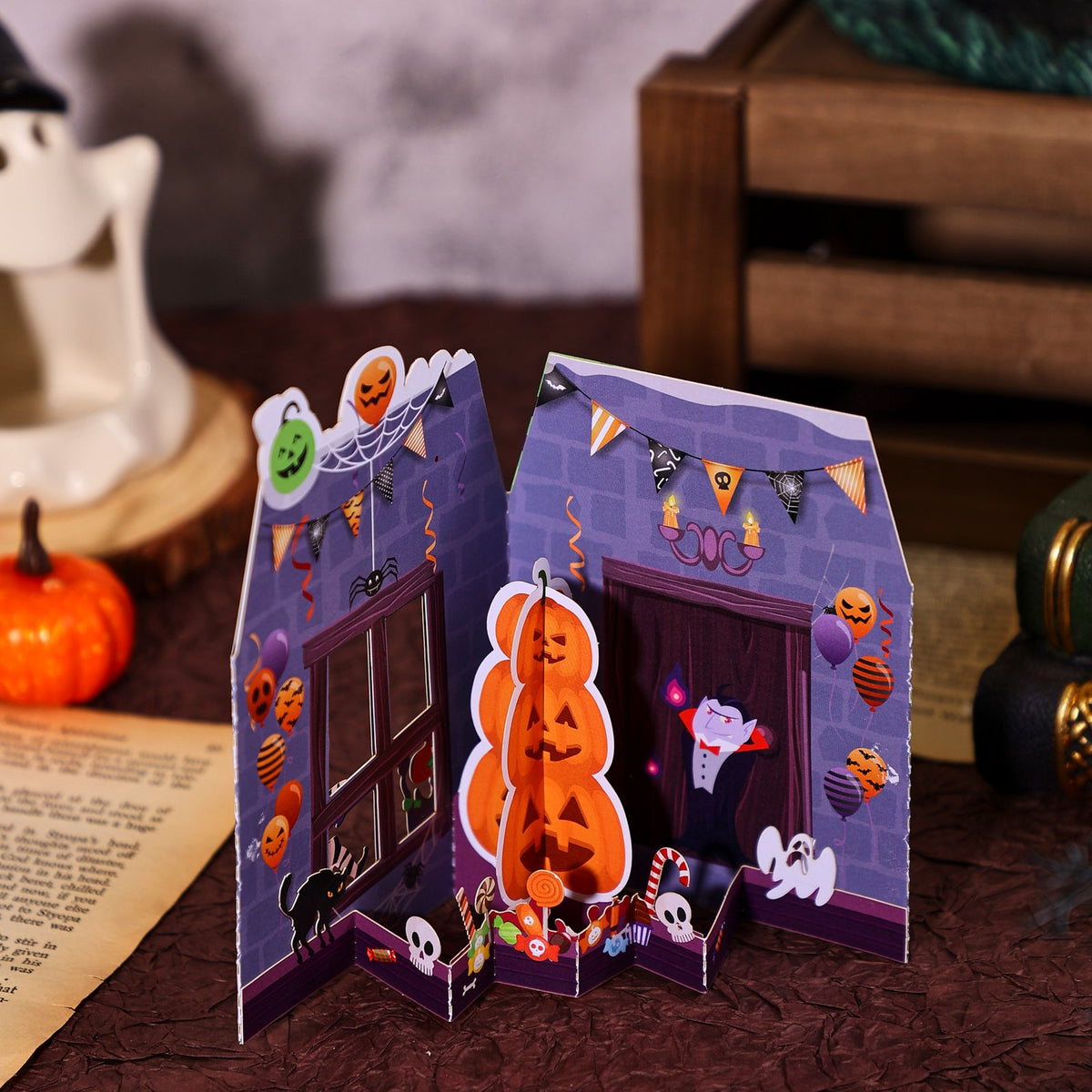 Halloween Pumpkin Open Door Card