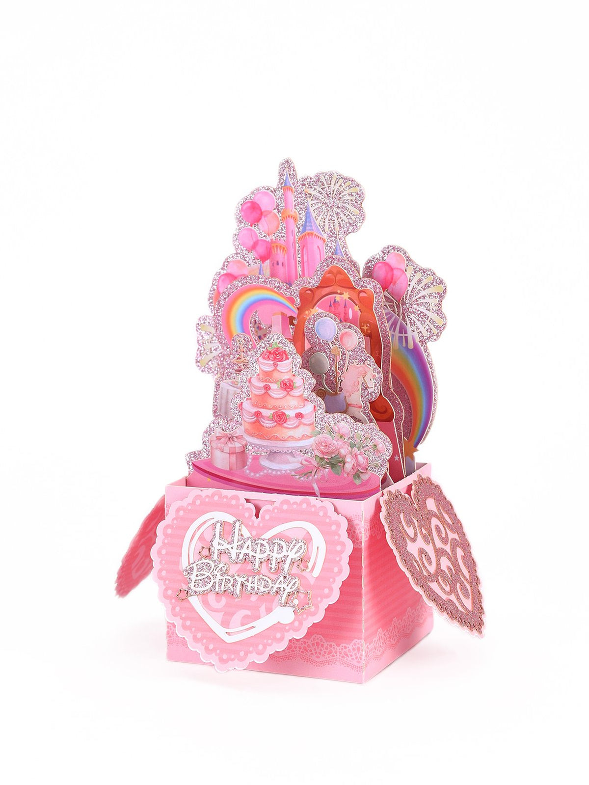 Heart Cake Box Birthday Greeting Card