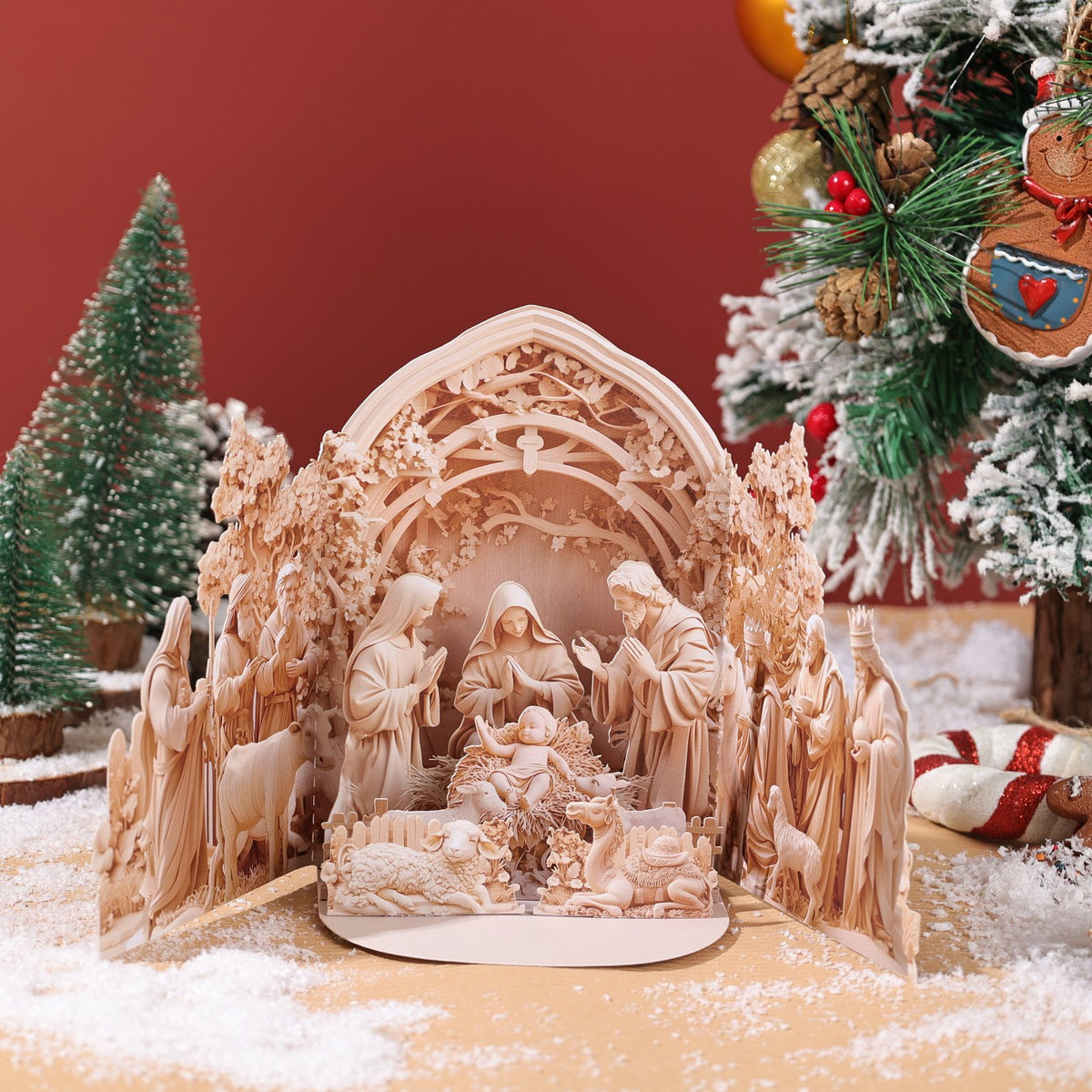 Nativity Relief Double Door 3D Pop Up Card