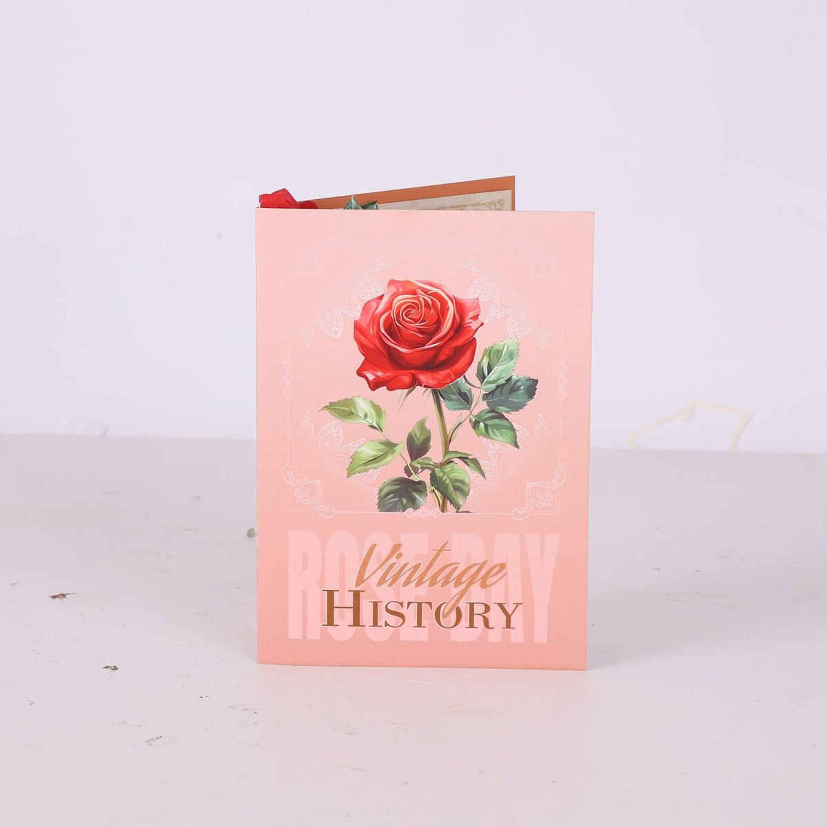 Red White Rose Fresh Flowers Flower Vase 3D Pop Up Card