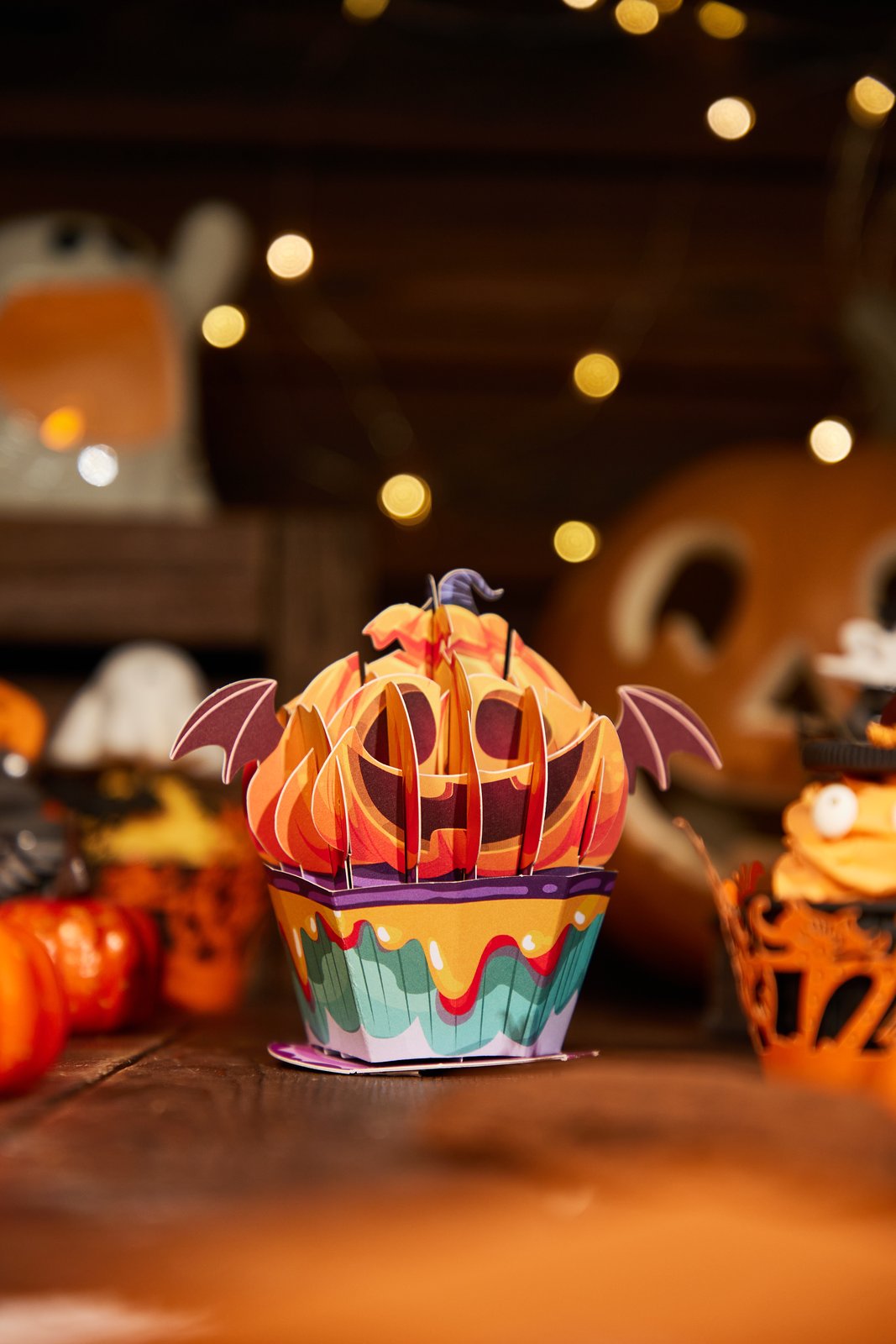 Halloween Pumpkin Cupcake Pop Up Card