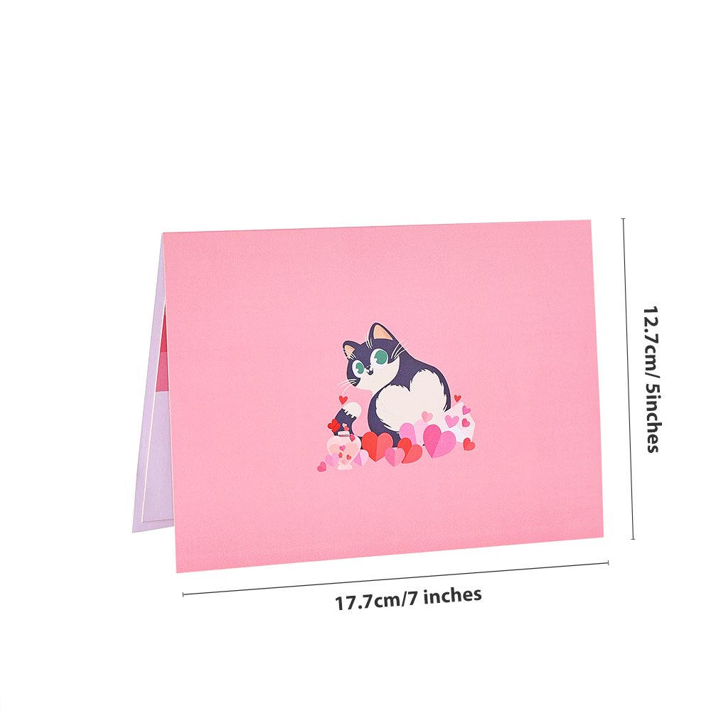 Plush Heart Cat Valentine's Day Greeting Card