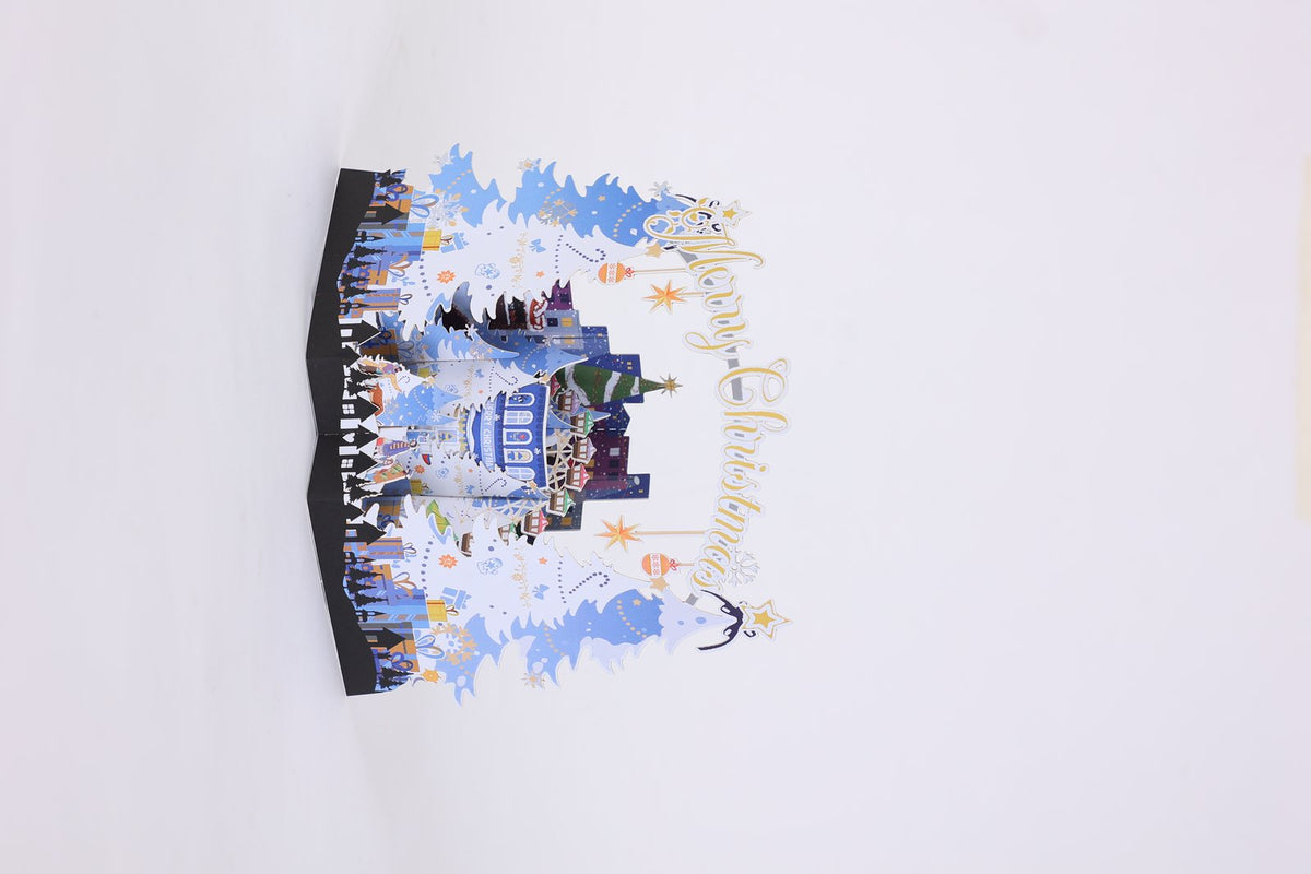 Christmas Castle Snowy Scene 3D Pop Up Card