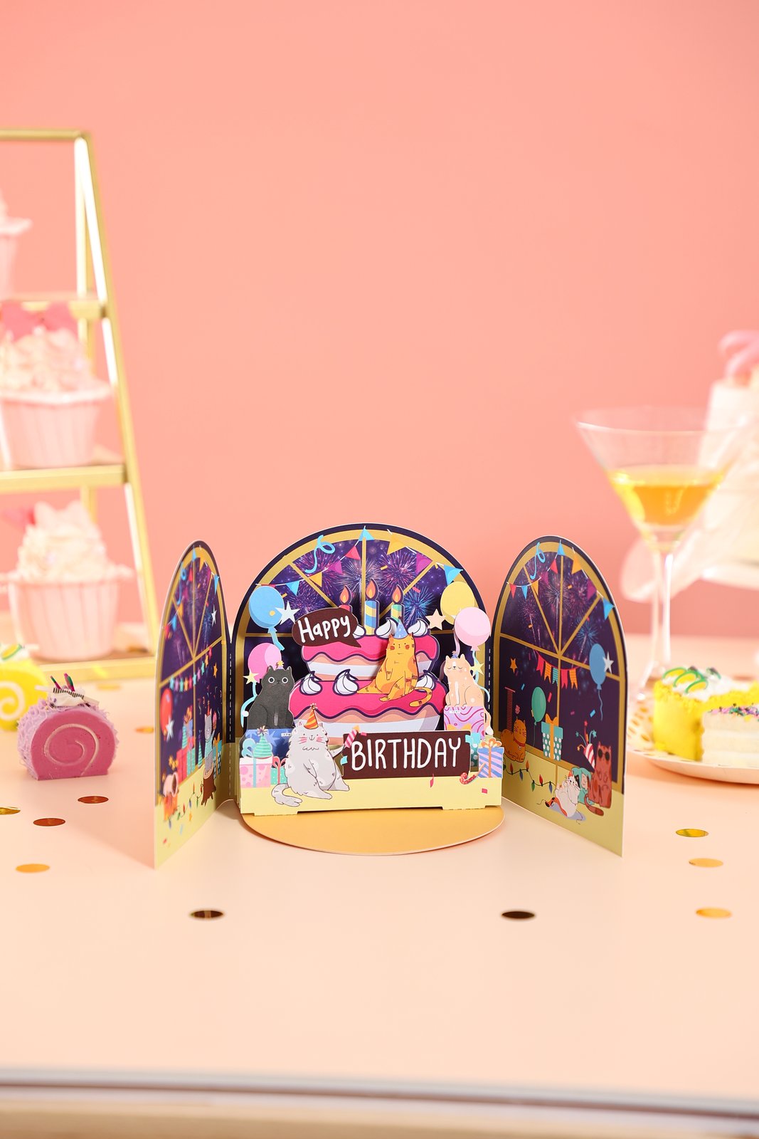Cat Birthday Party 3D Pop Up Card